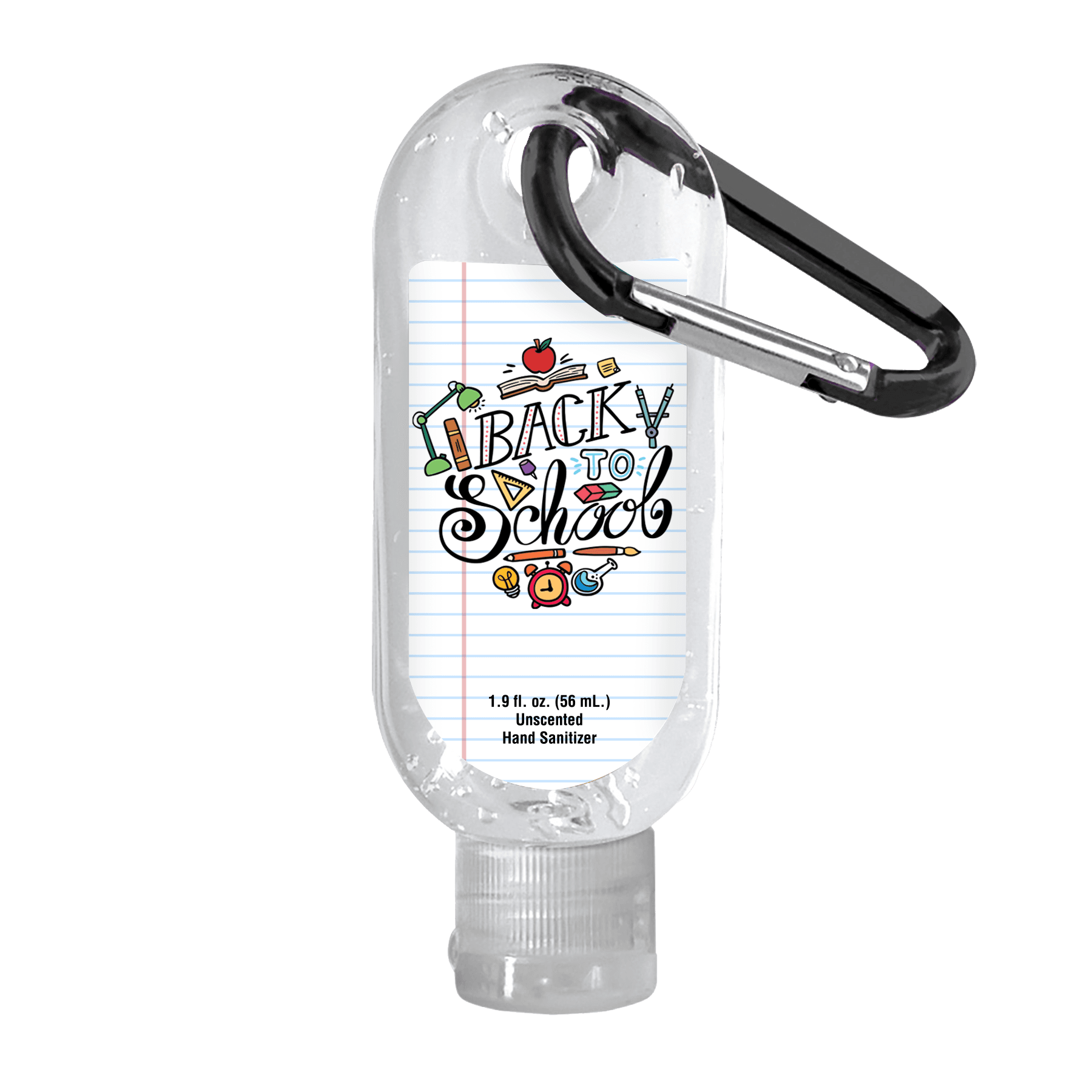 Clear Sanitizer in Clear Bottle with Carabiner - 1.9 oz. - Image 1
