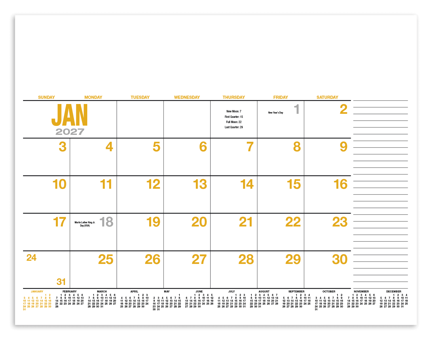HotLine® Products 13-Month Desk Pad Calendar - Image 1
