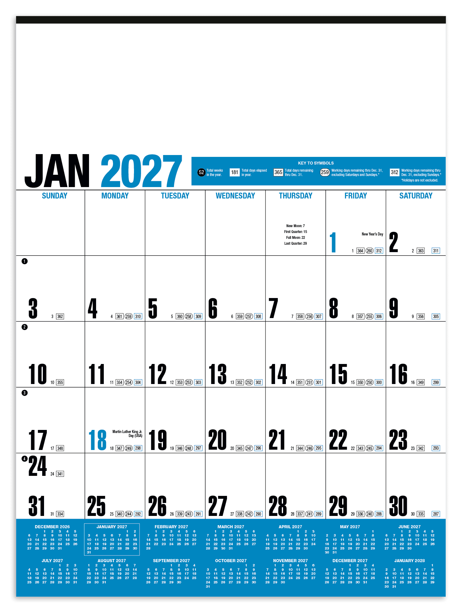HotLine® Products Yearly Record® Blue Calendar - Image 1