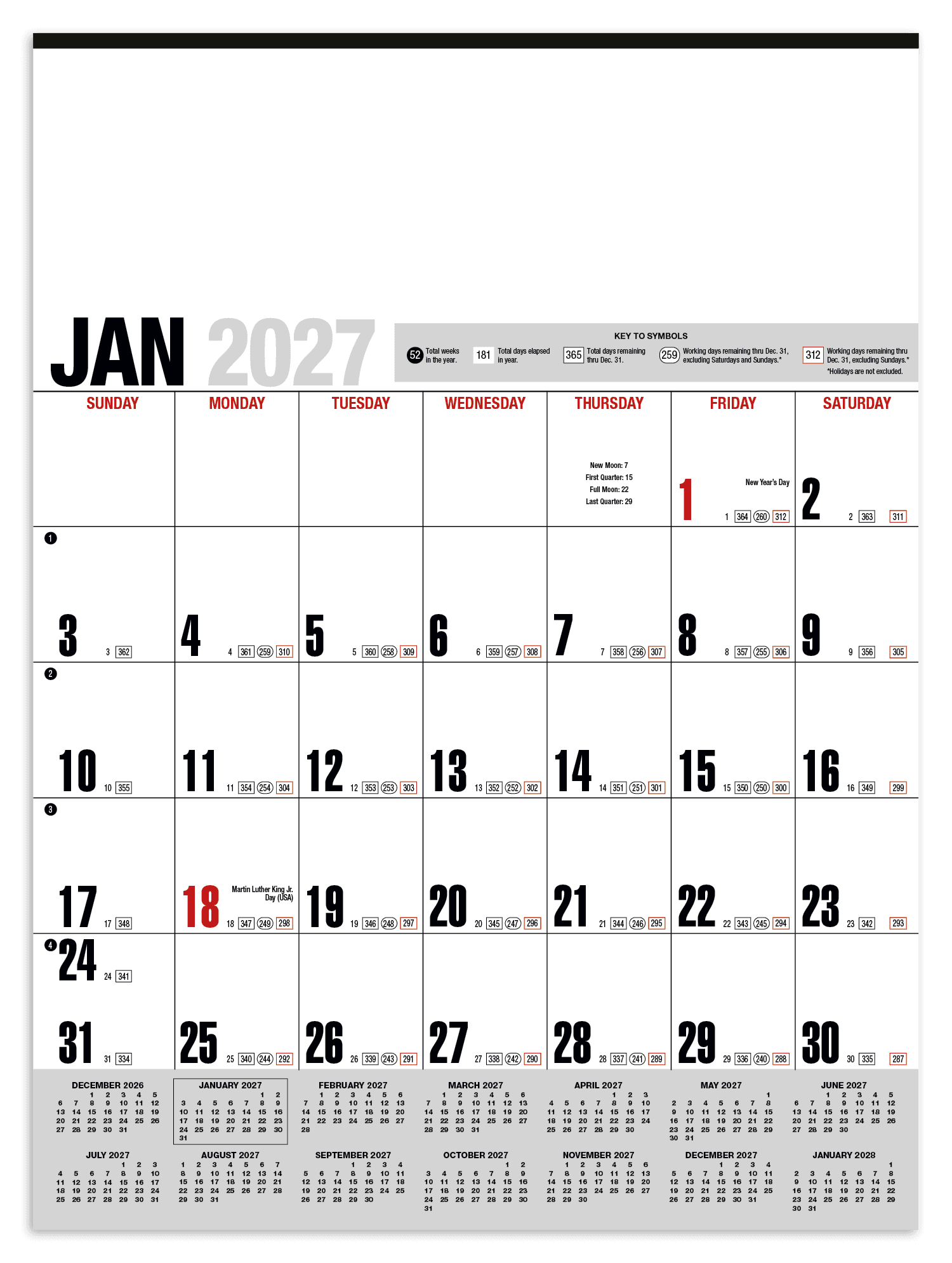 HotLine® Products Yearly Record® Gray with Red Calendar - Image 1