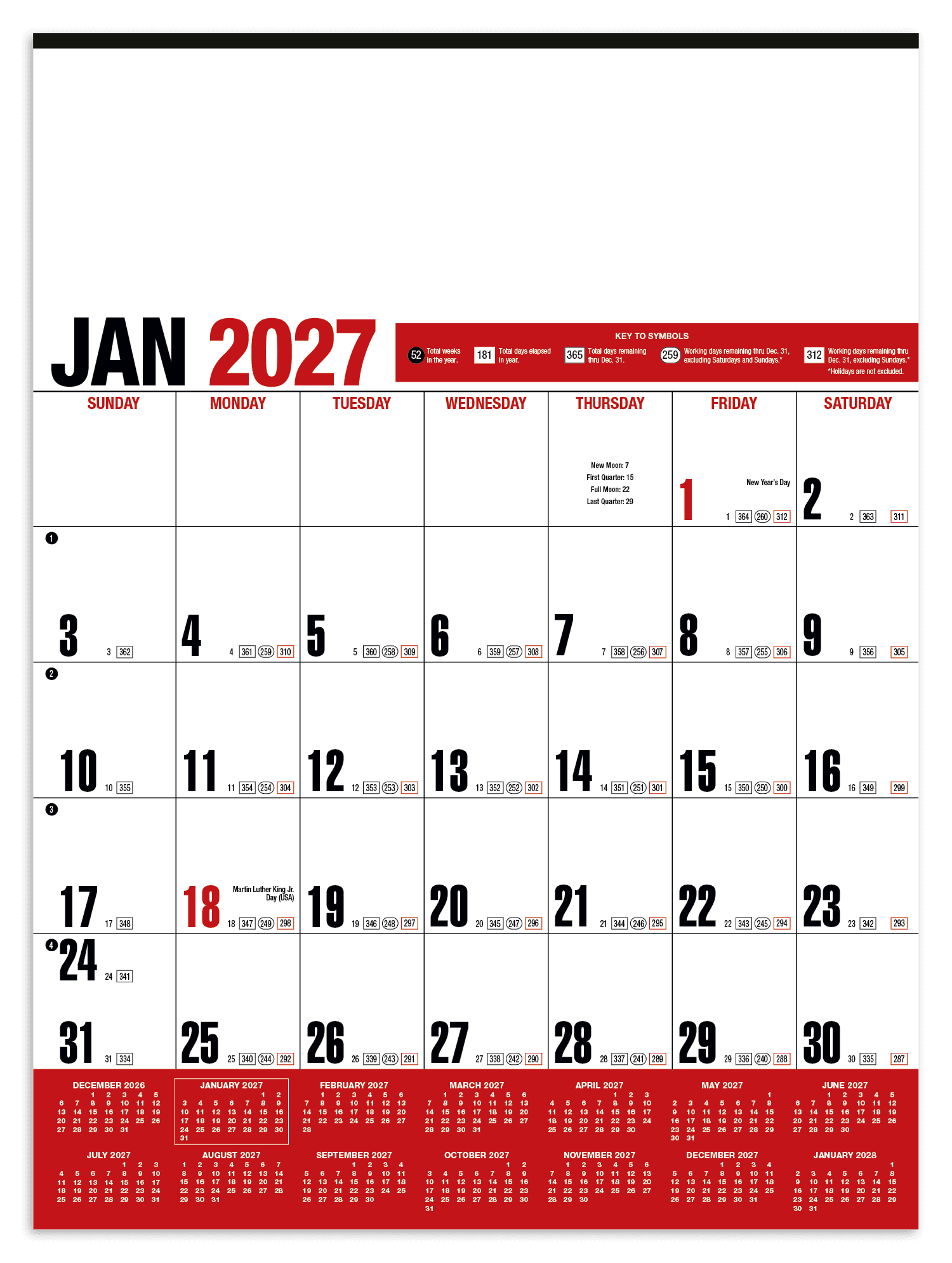 HotLine® Products Yearly Record® Red Calendar - Image 1