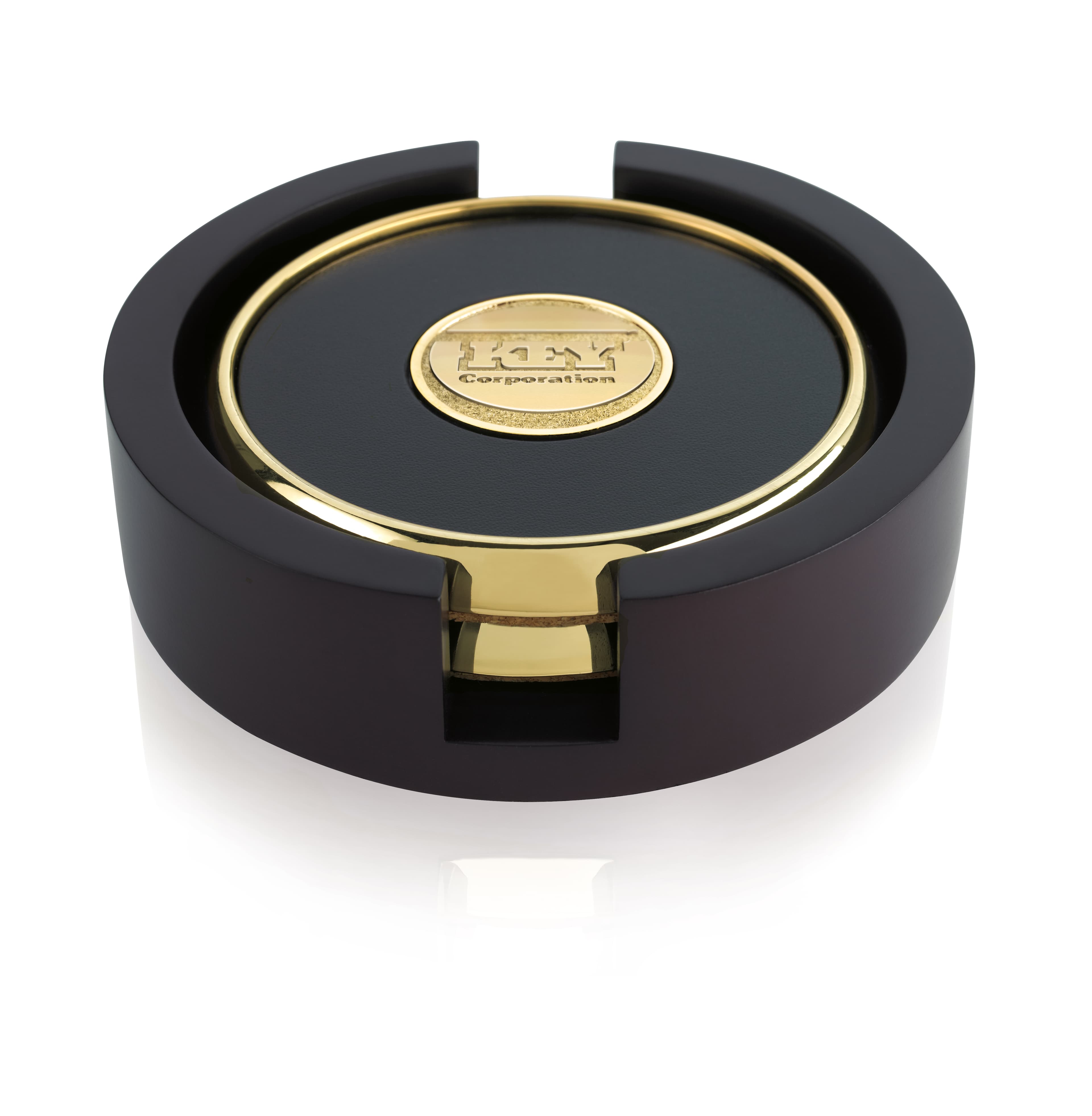 JAFFA® Two Round Coasters with Wood Tray - Image 1