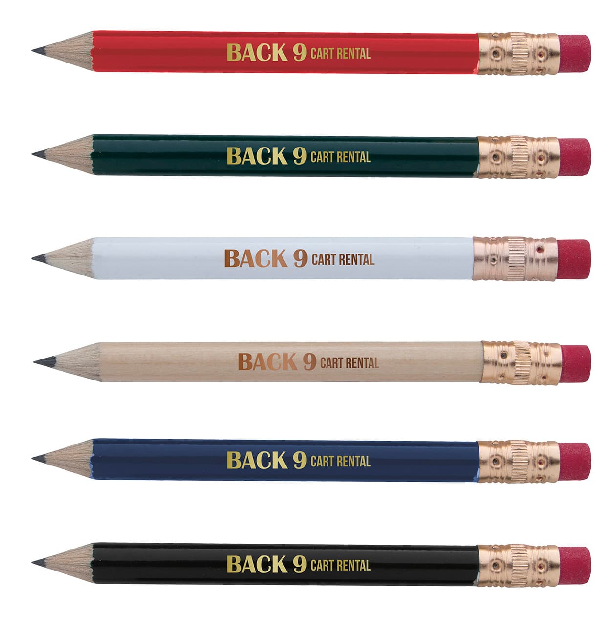 Round Golf Pencil with Eraser - Image 1