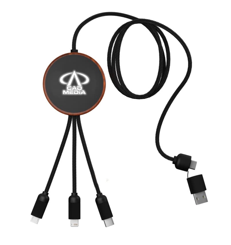 SCX Innovative Design™ 5-in-1 Bamboo 5W Wireless Charging Cable - Image 1