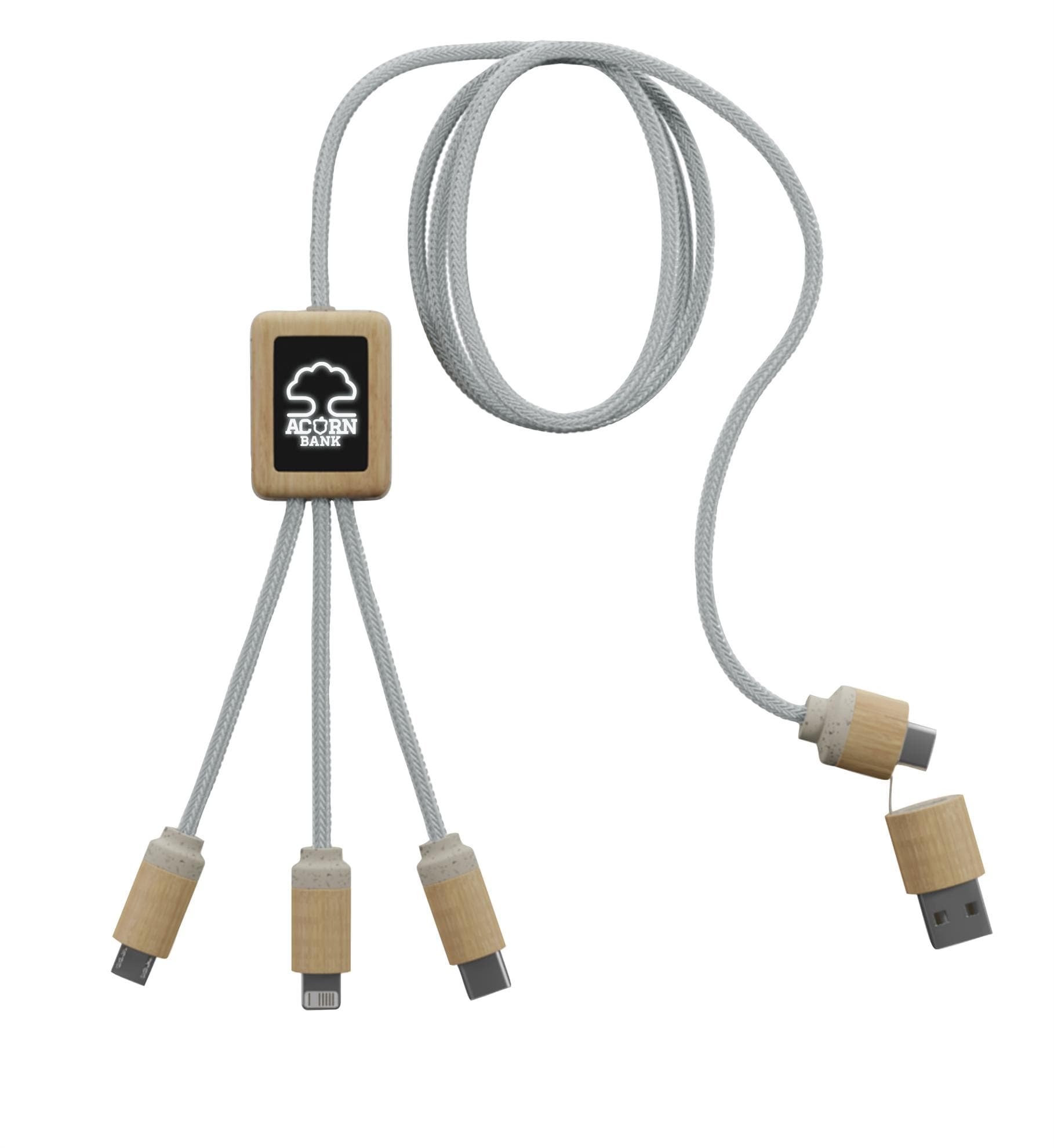 SCX Innovative Design™ 5-in-1 Bamboo Charging Cable 2A - Image 1