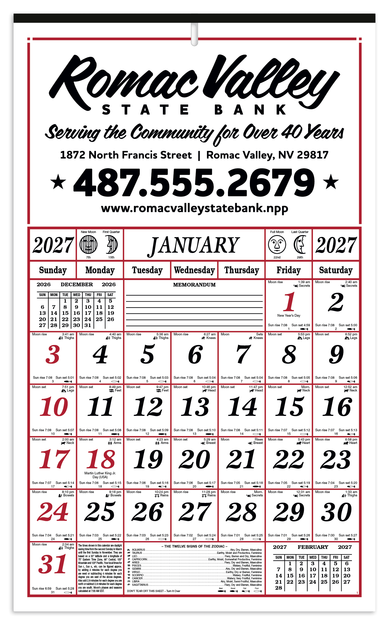 Skinner & Kennedy® 7-Sheet Almanac - Image 1