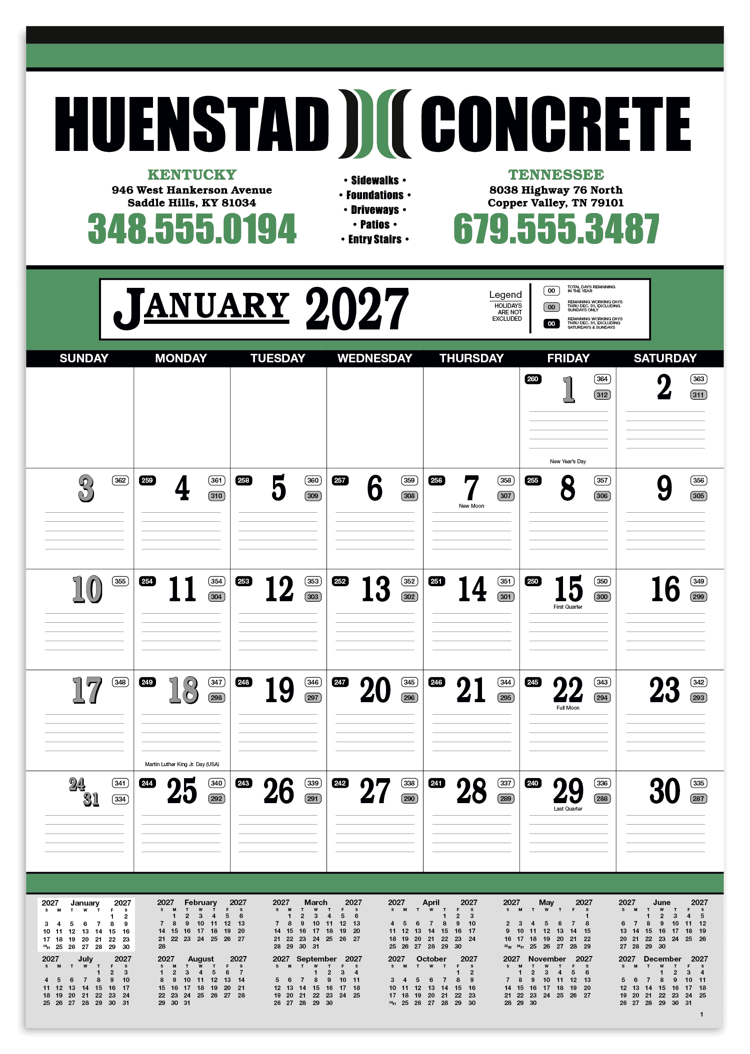 Skinner & Kennedy® Contractor's 13-Sheet Calendar - Image 1