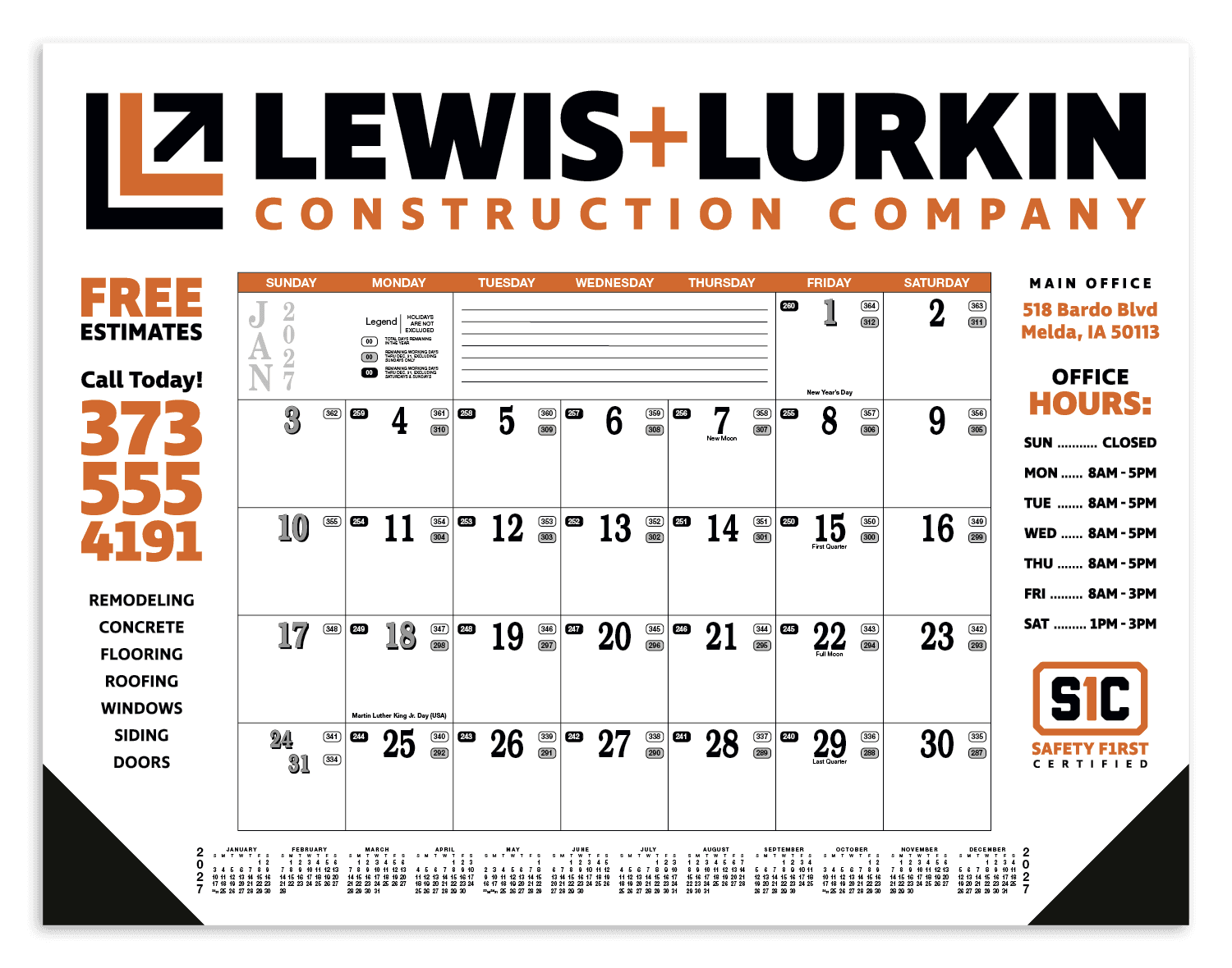 Skinner & Kennedy® Contractor's Desk Pad Calendar - Image 1