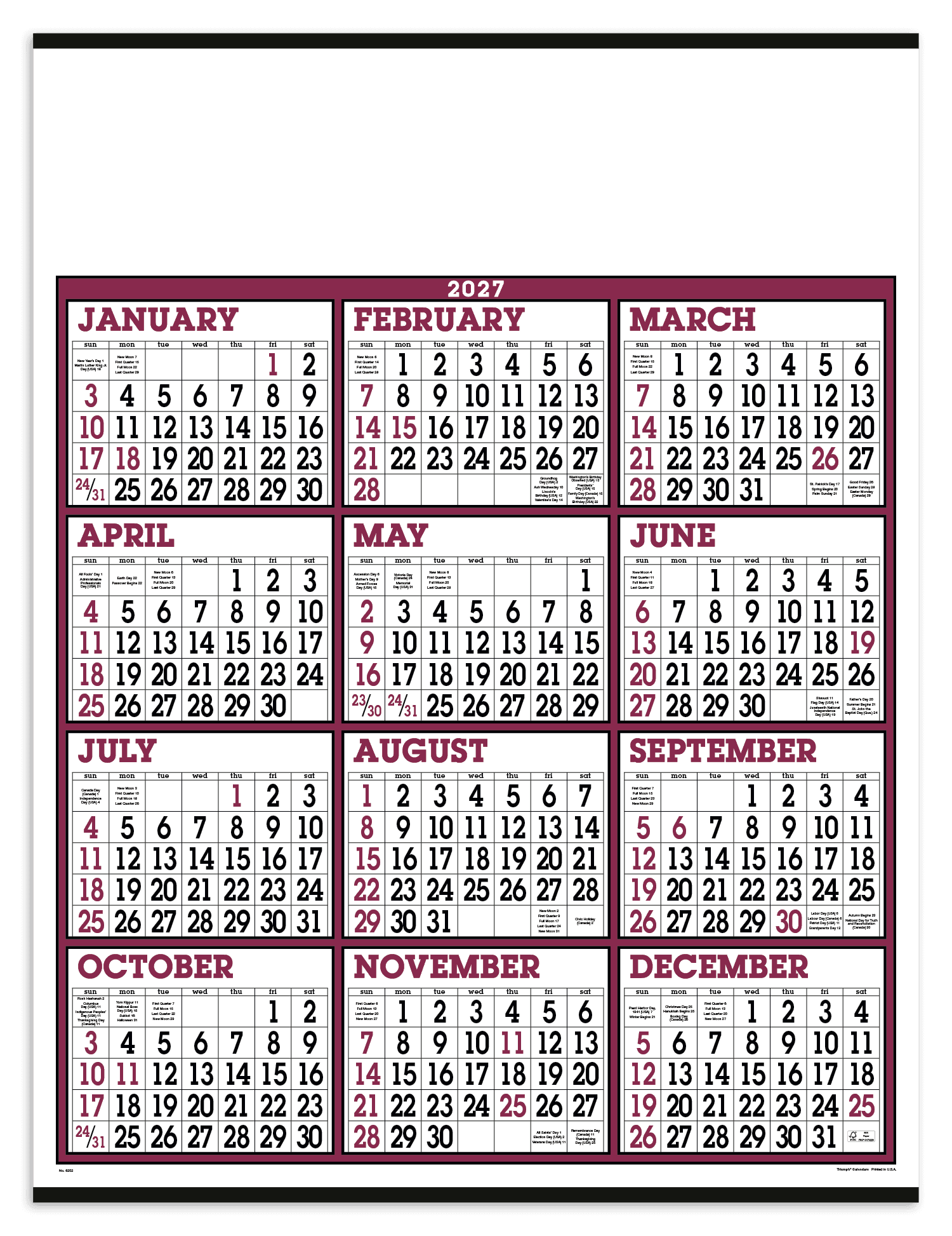 Triumph® Calendars Big Numbers Span-A-Year Calendar