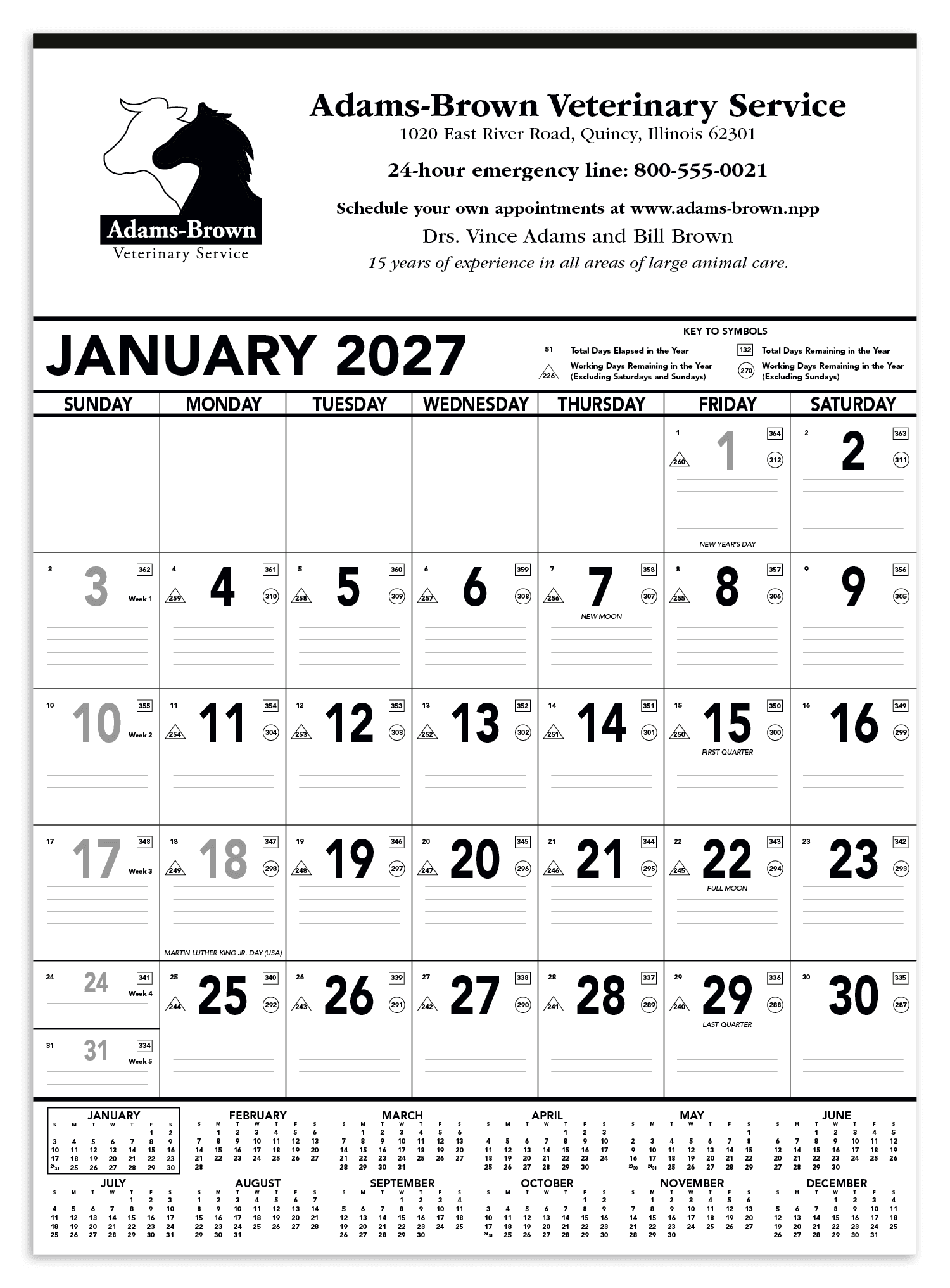 Triumph® Calendars Black & White Contractor Memo Calendar