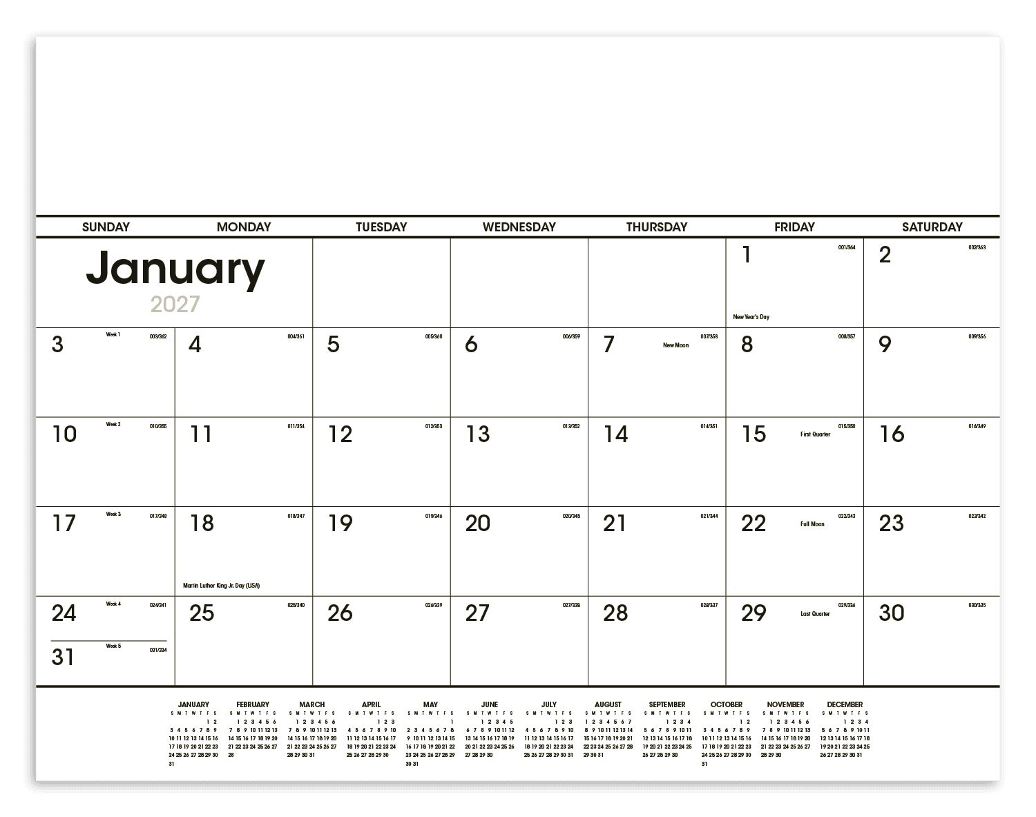 Triumph® Calendars Black & White Desk Pad