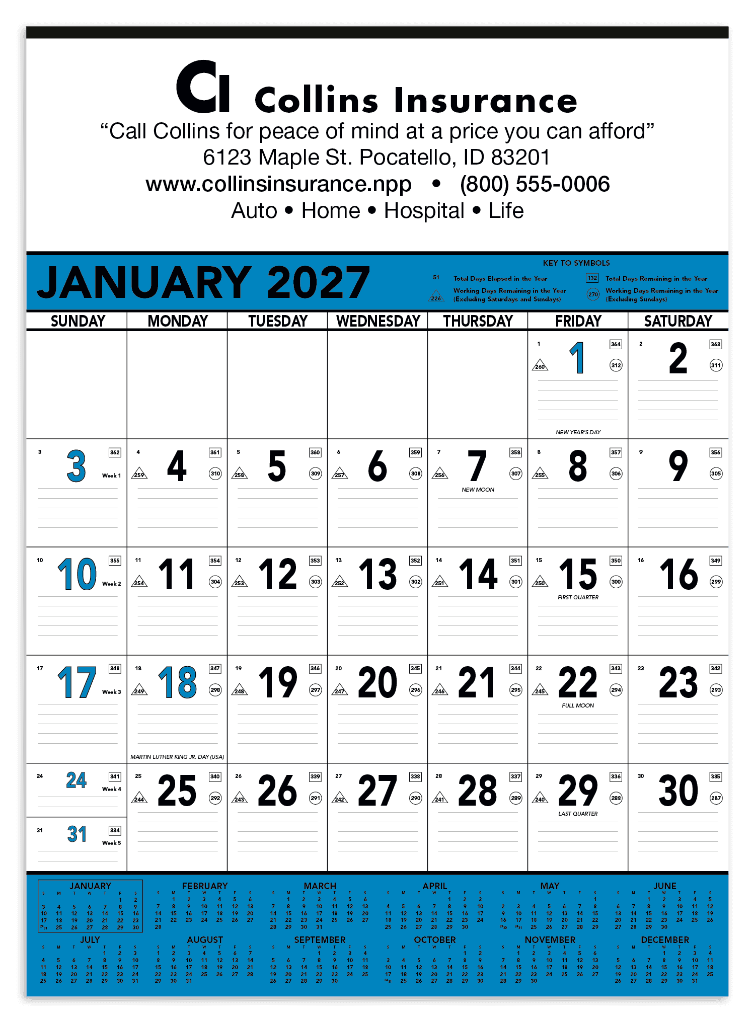 Triumph® Calendars Blue & Black Contractor Memo Calendar