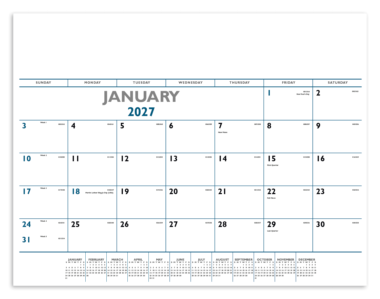 Triumph® Calendars Blue & Black Desk Pad