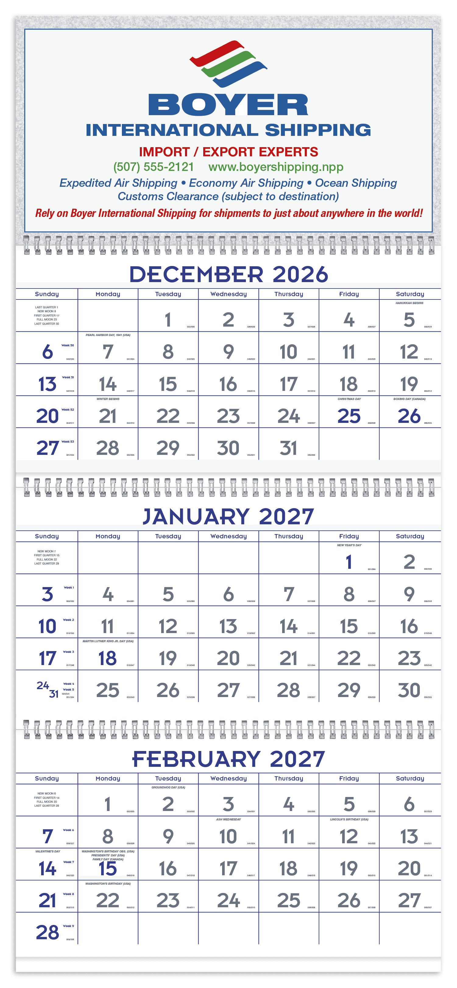 Triumph® Calendars Blue & Grey Commercial Planner - Image 1