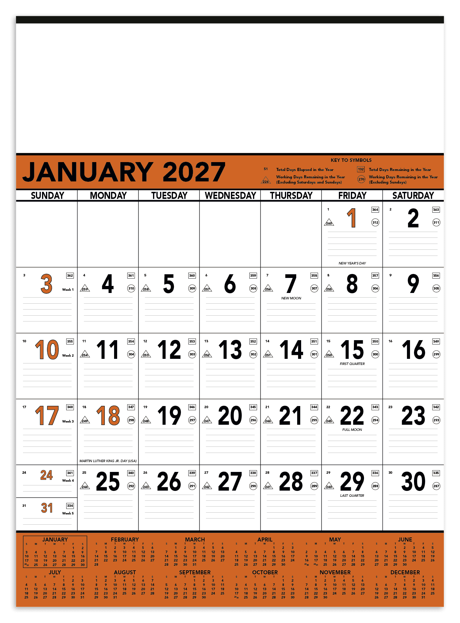 Triumph® Calendars Orange & Black Contractor Memo Calendar