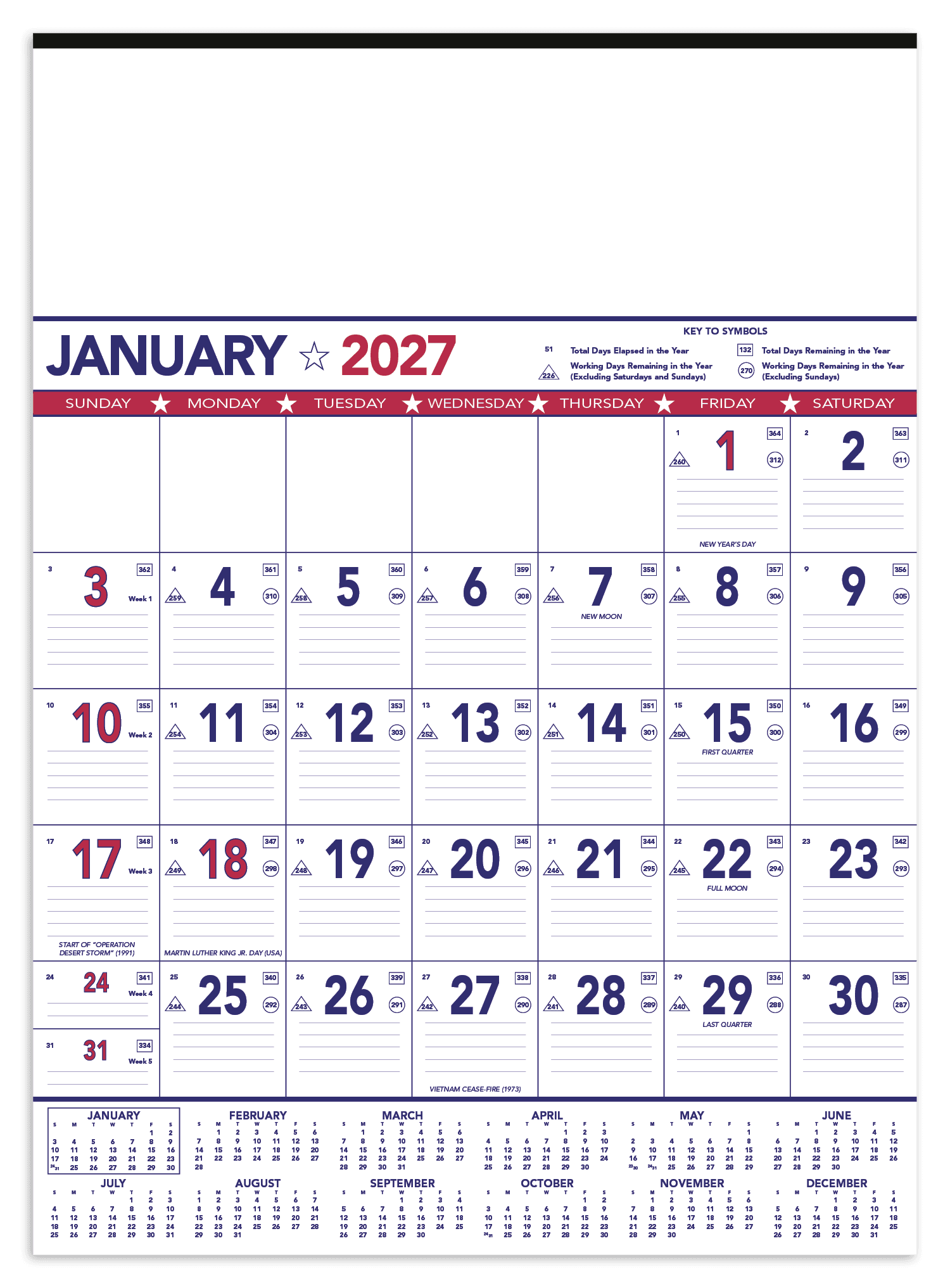 Triumph® Calendars Patriotic Contractor Memo Calendar