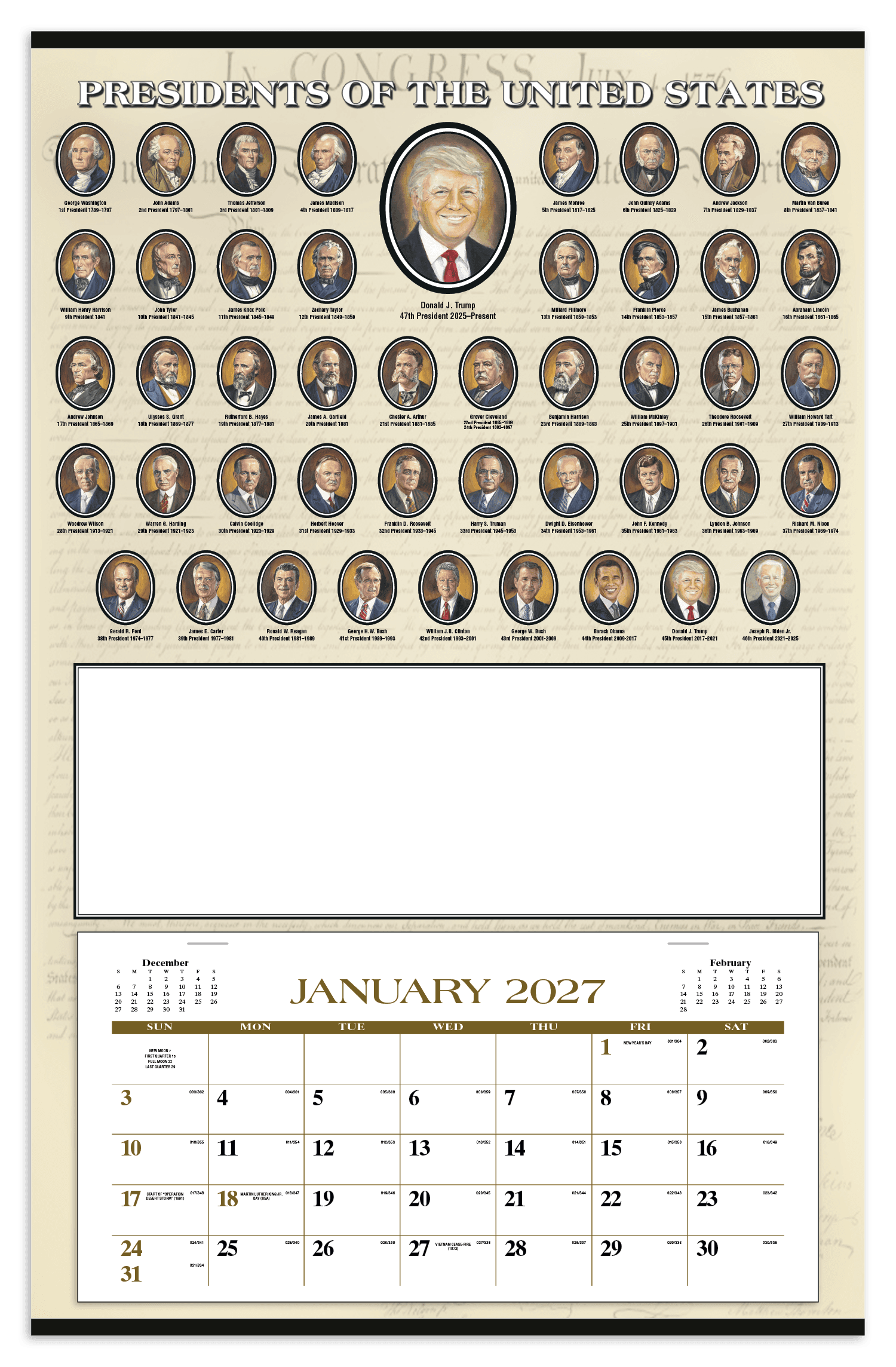 Triumph® Calendars Presidents Hanger 12-Month Calendar