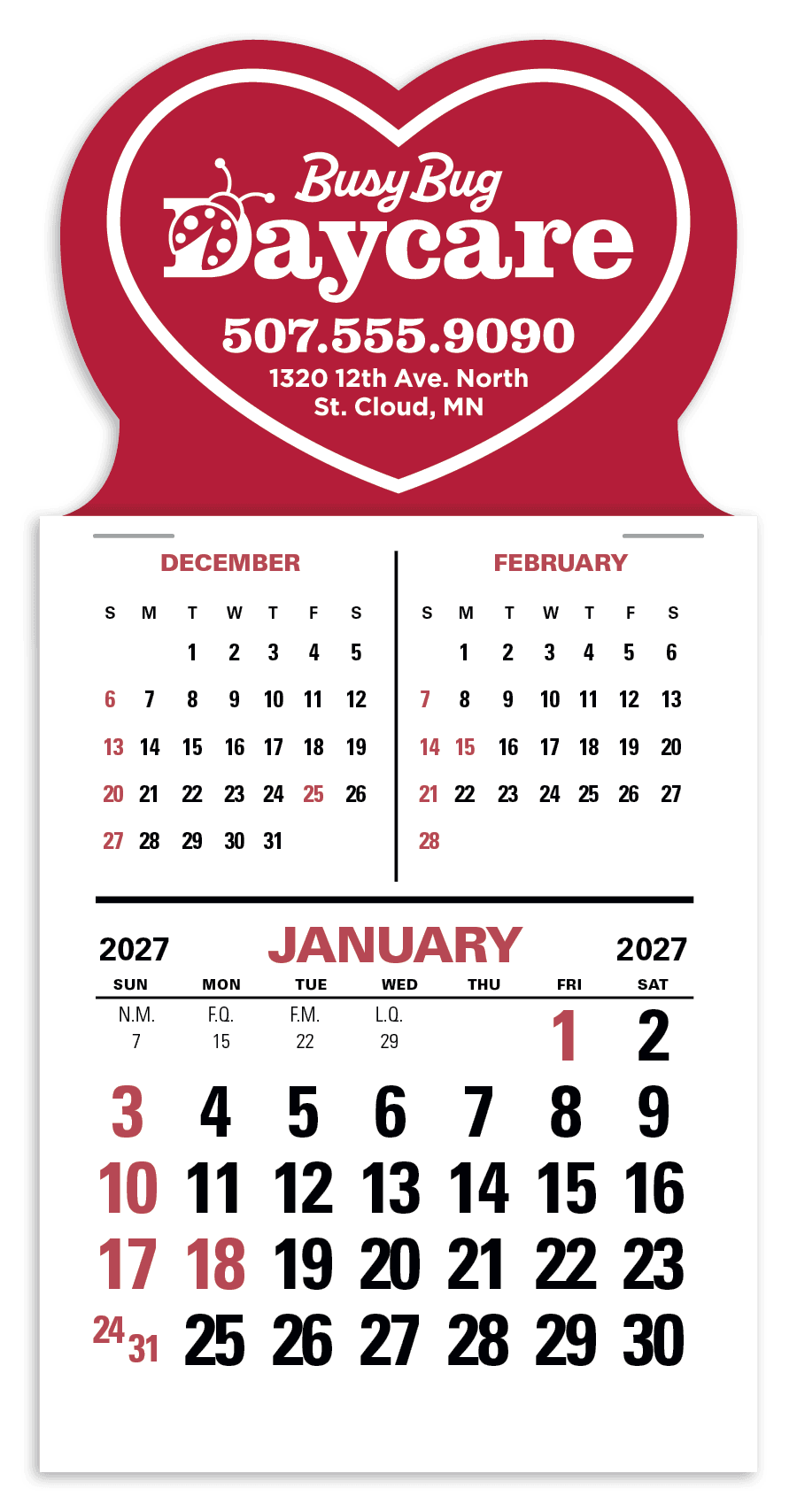 Triumph® Calendars Press-N-Stick 3-Month Vertical Calendar - Image 1