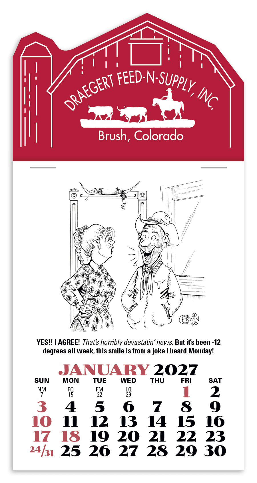 Triumph® Calendars Press-N-Stick Cowboy Calendar