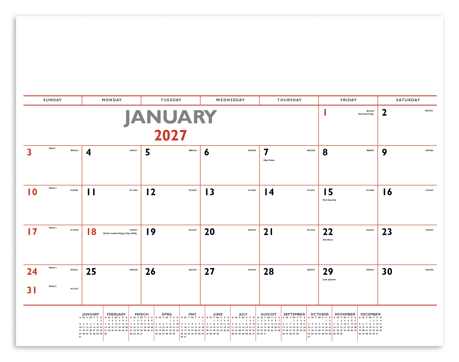 Triumph® Calendars Red & Black Desk Pad