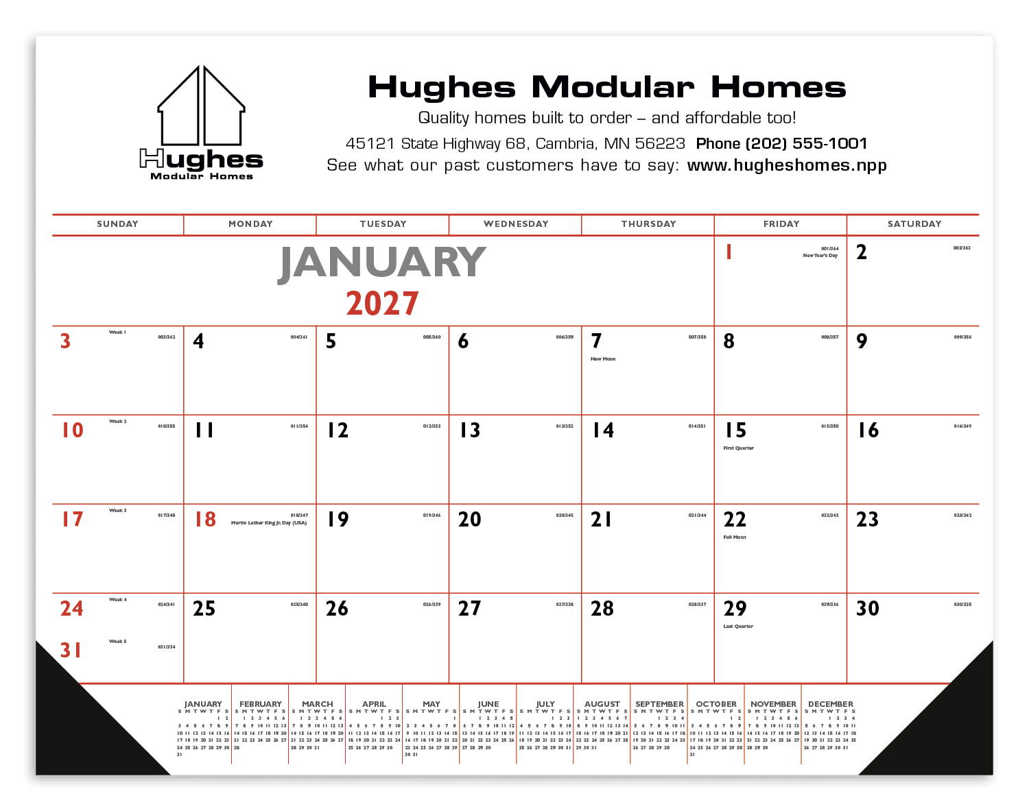 Triumph® Calendars Red & Black Desk Pad with Vinyl Corners - Image 1