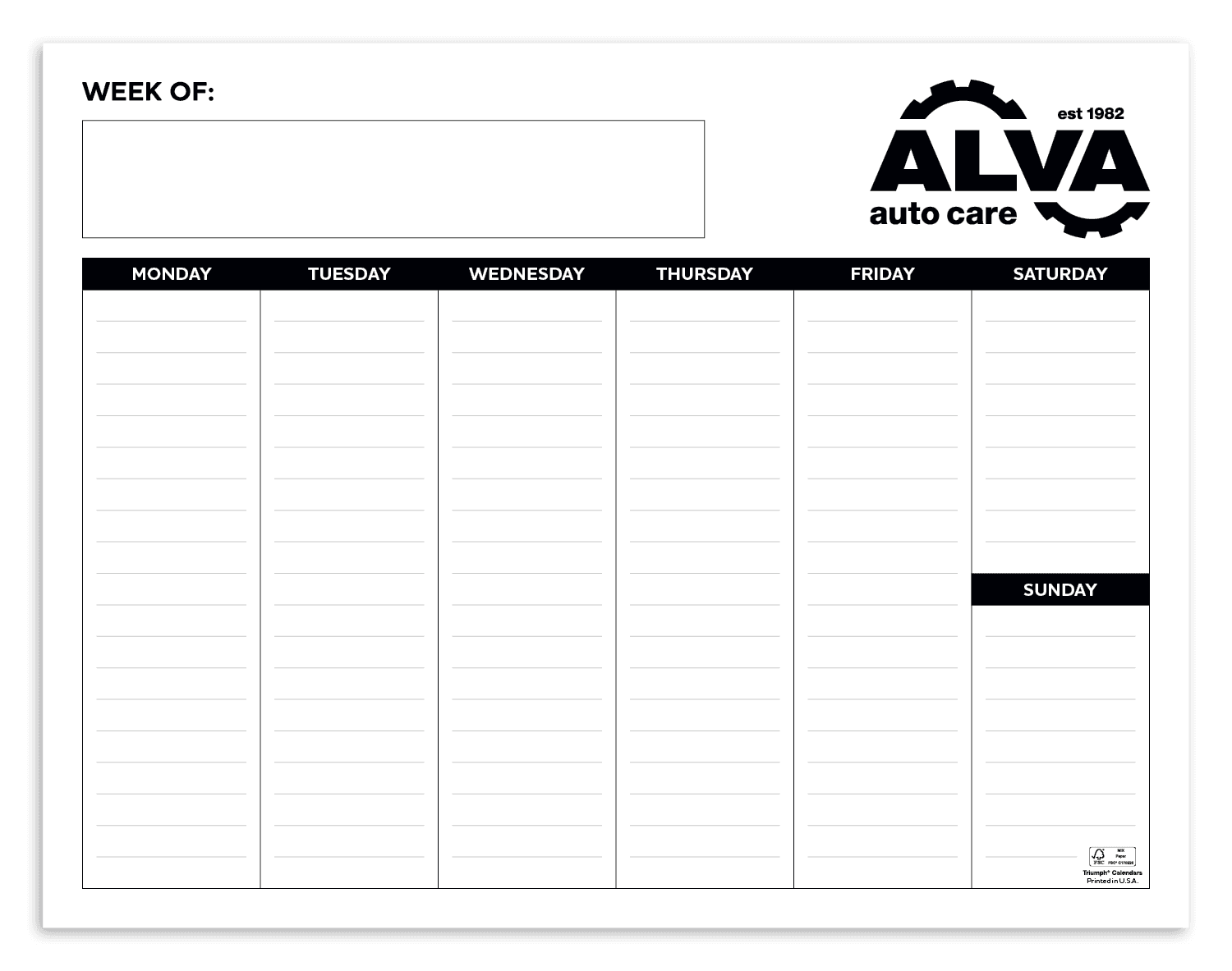 Triumph® Calendars Small Weekly Desk Pad - Black & White Calendar