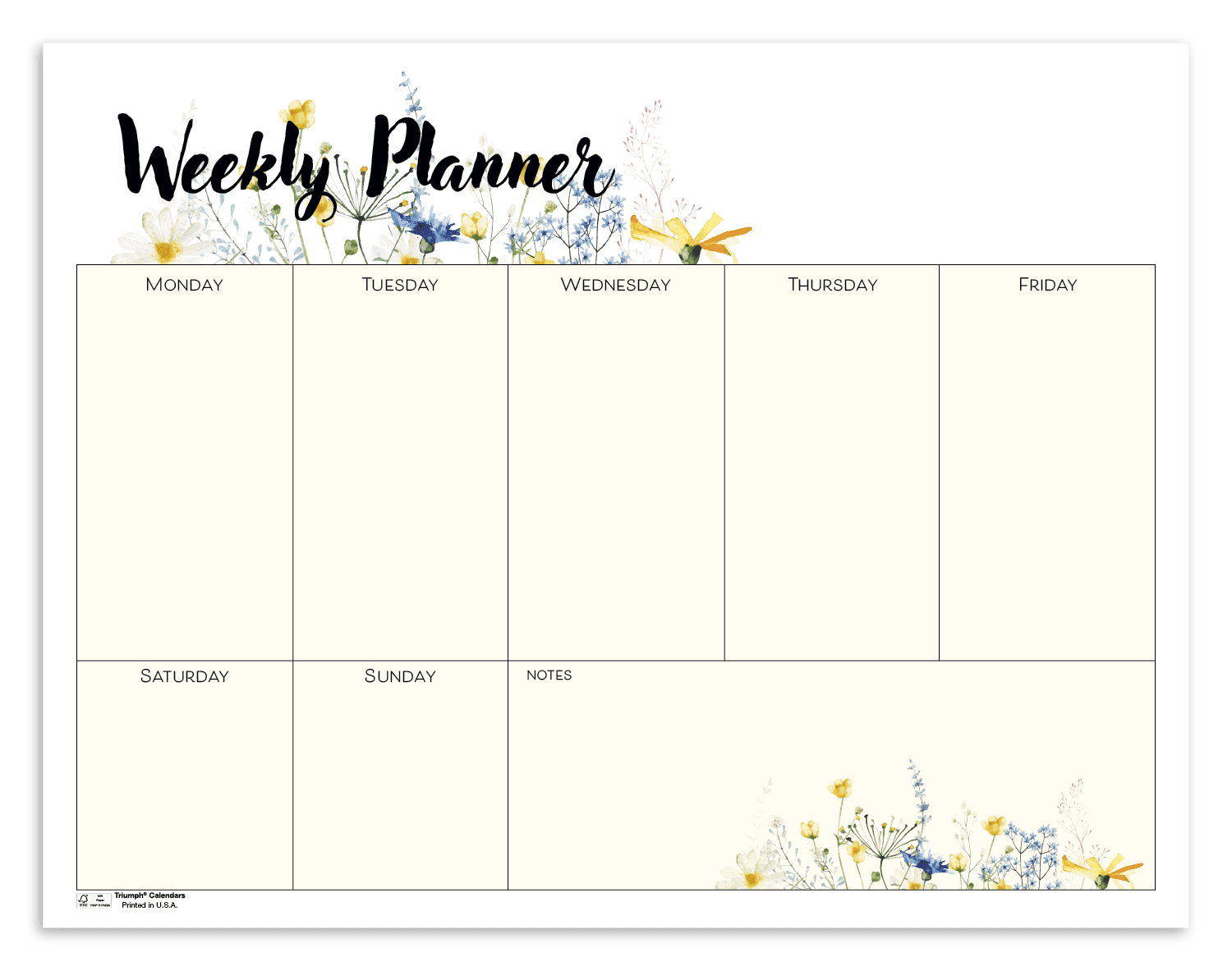 Triumph® Calendars Small Weekly Desk Pad - Floral - Image 1