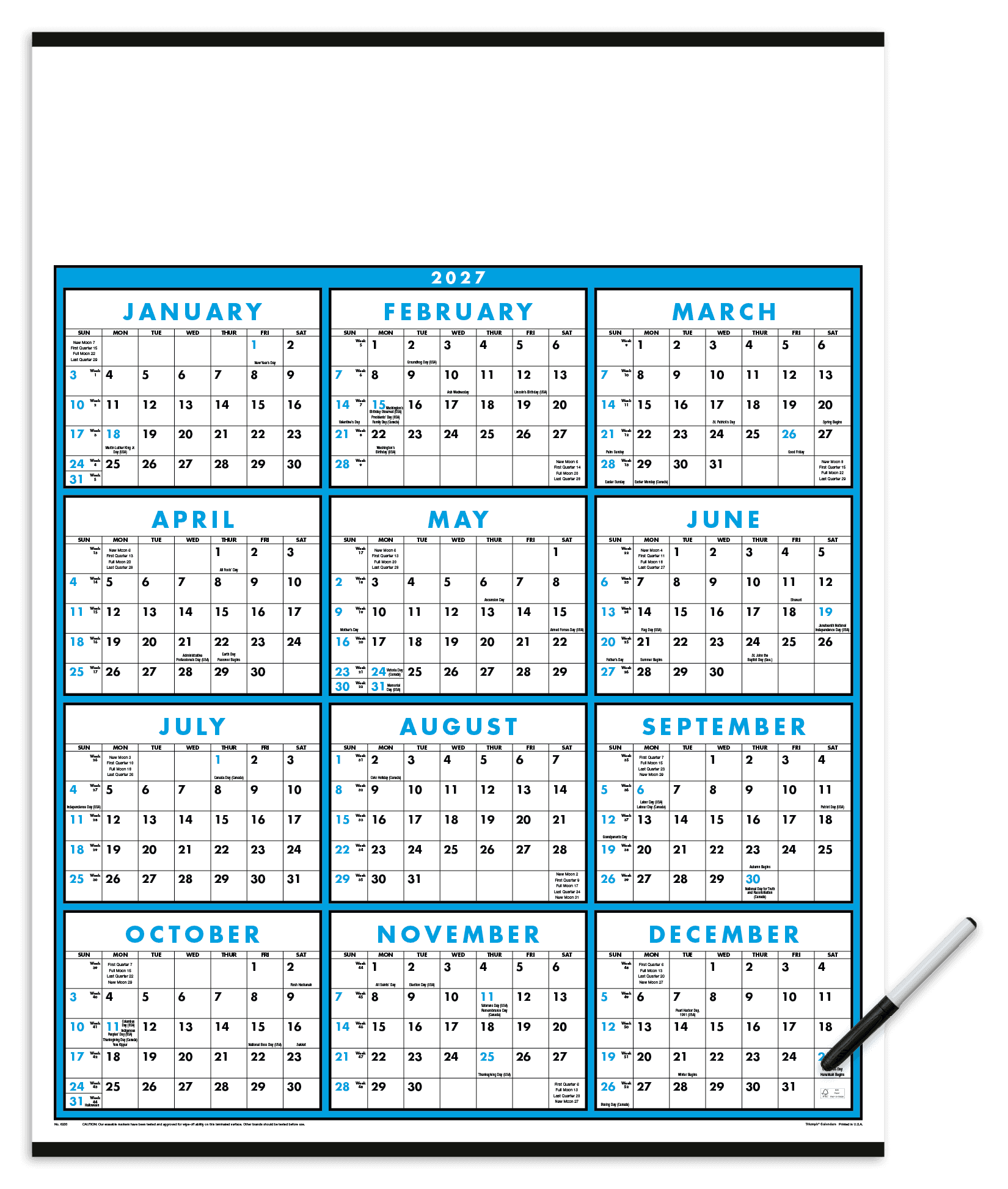 Triumph® Calendars Span-A-Year (Laminated with Marker) Calendar - Image 1