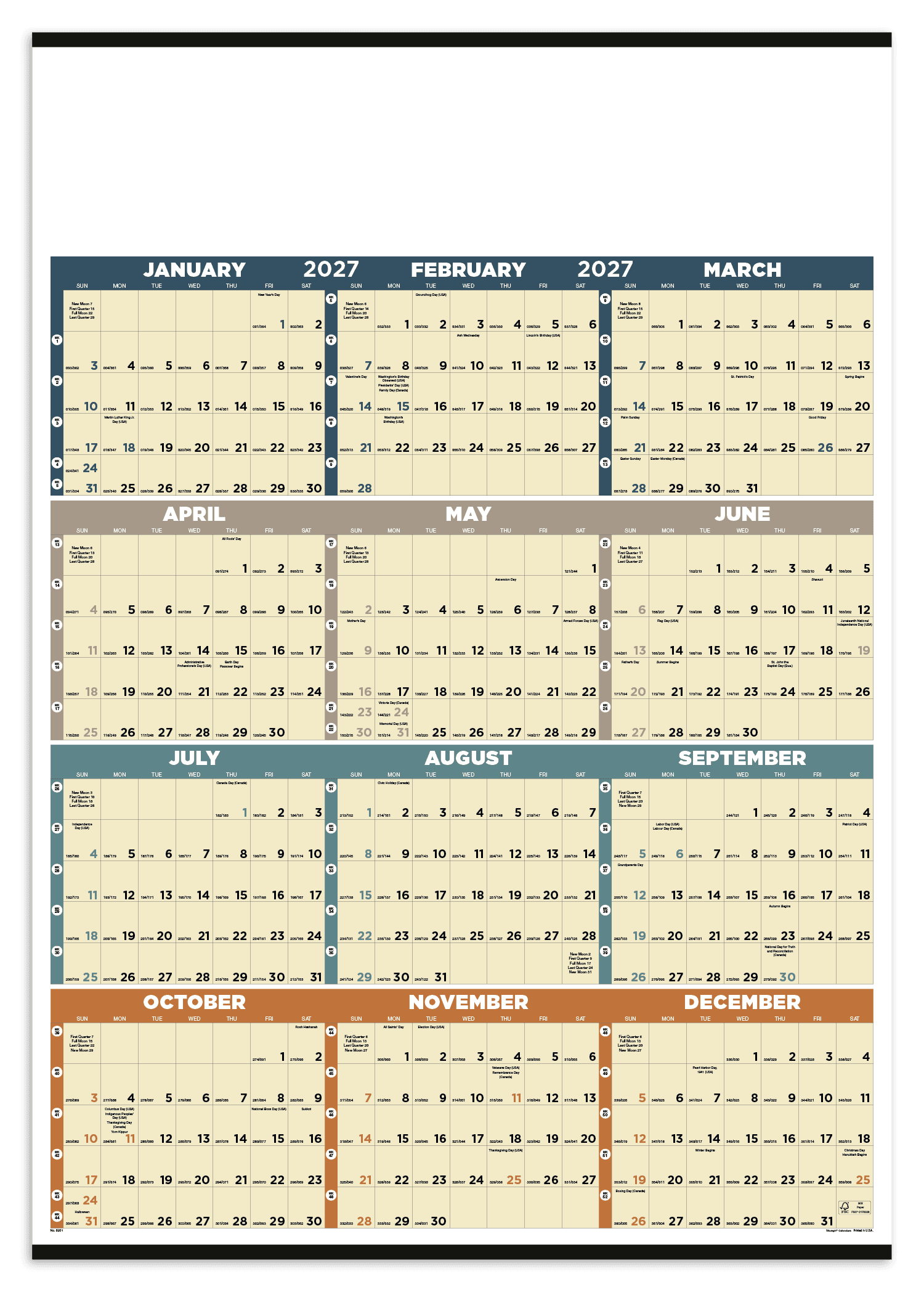 Triumph® Calendars Time Management Span-A-Year (Non-Laminated) Calendar - Image 1