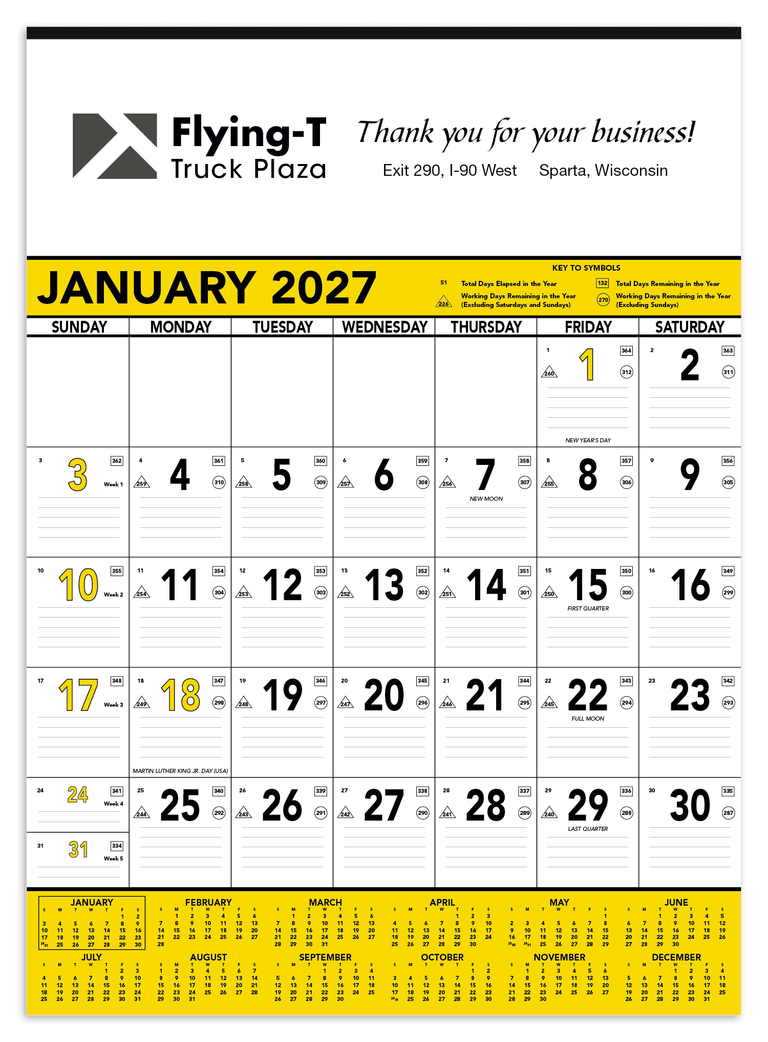 Triumph® Calendars Yellow & Black Contractor Memo Calendar