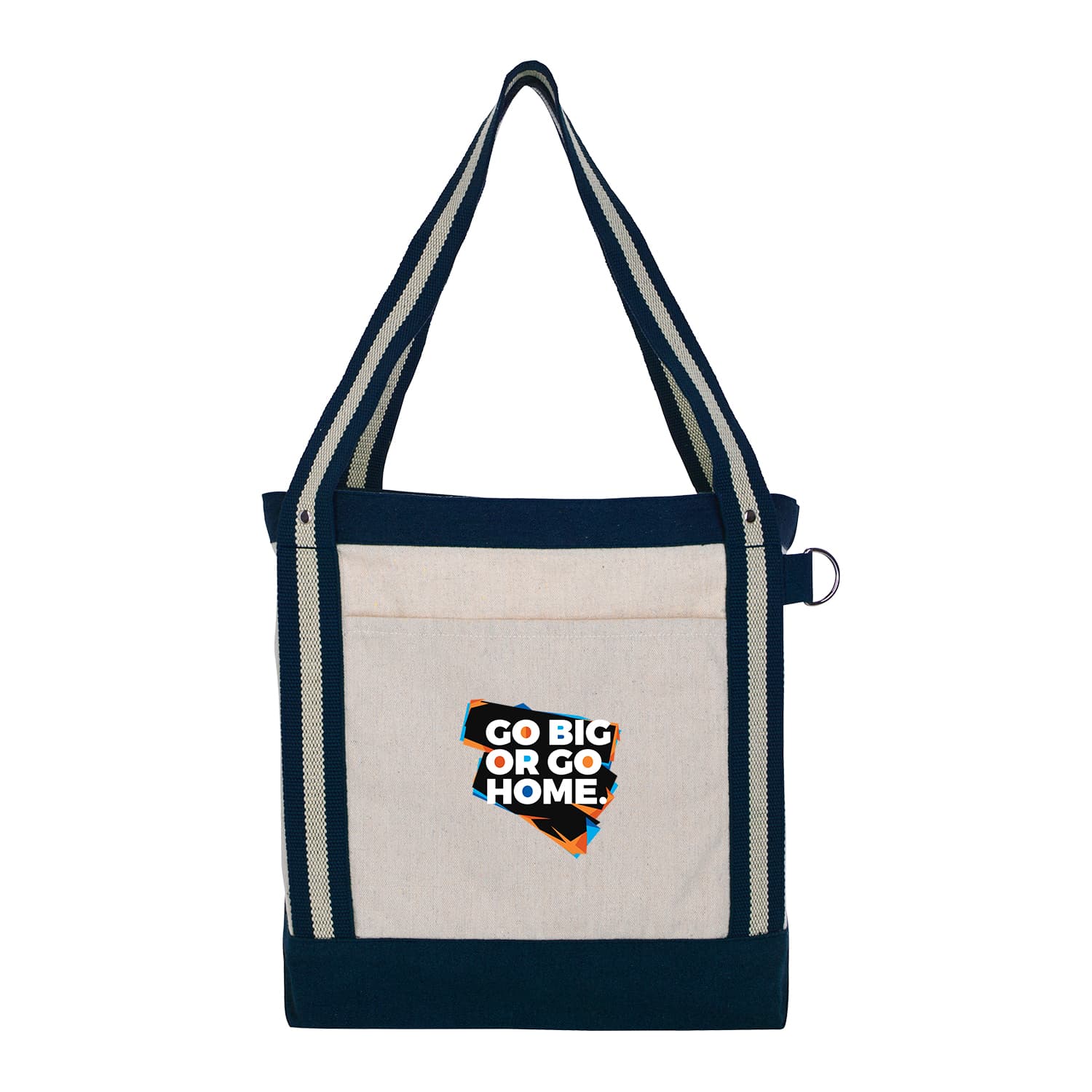 V Natural Striped Recycled Cotton Boat Bag - Image 1