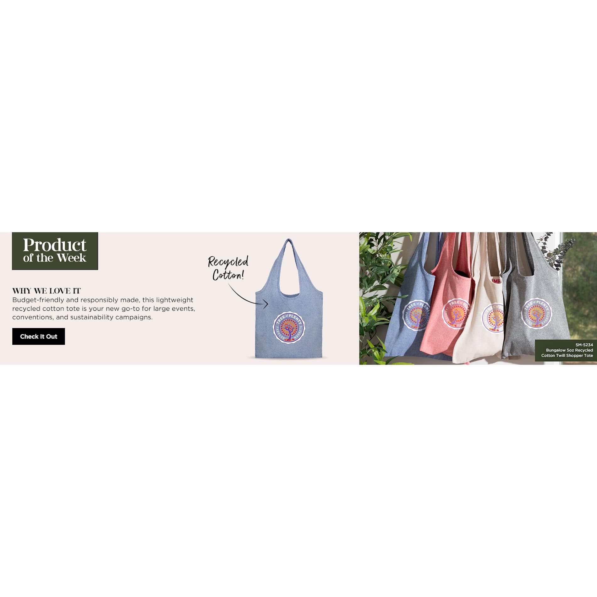 Bungalow 5oz Recycled Cotton Twill Shopper Tote - Image 1