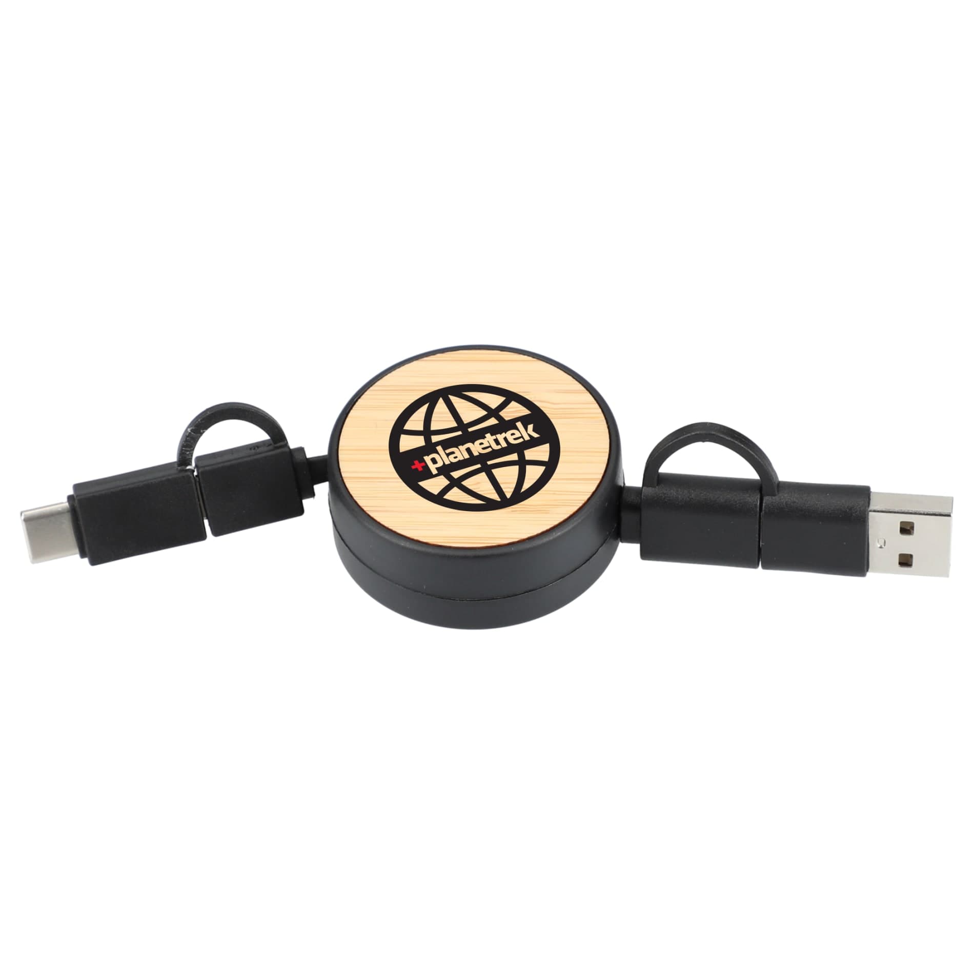 FSC® 100% Bamboo Retractable 5-in-1 Charging Cable - Image 1
