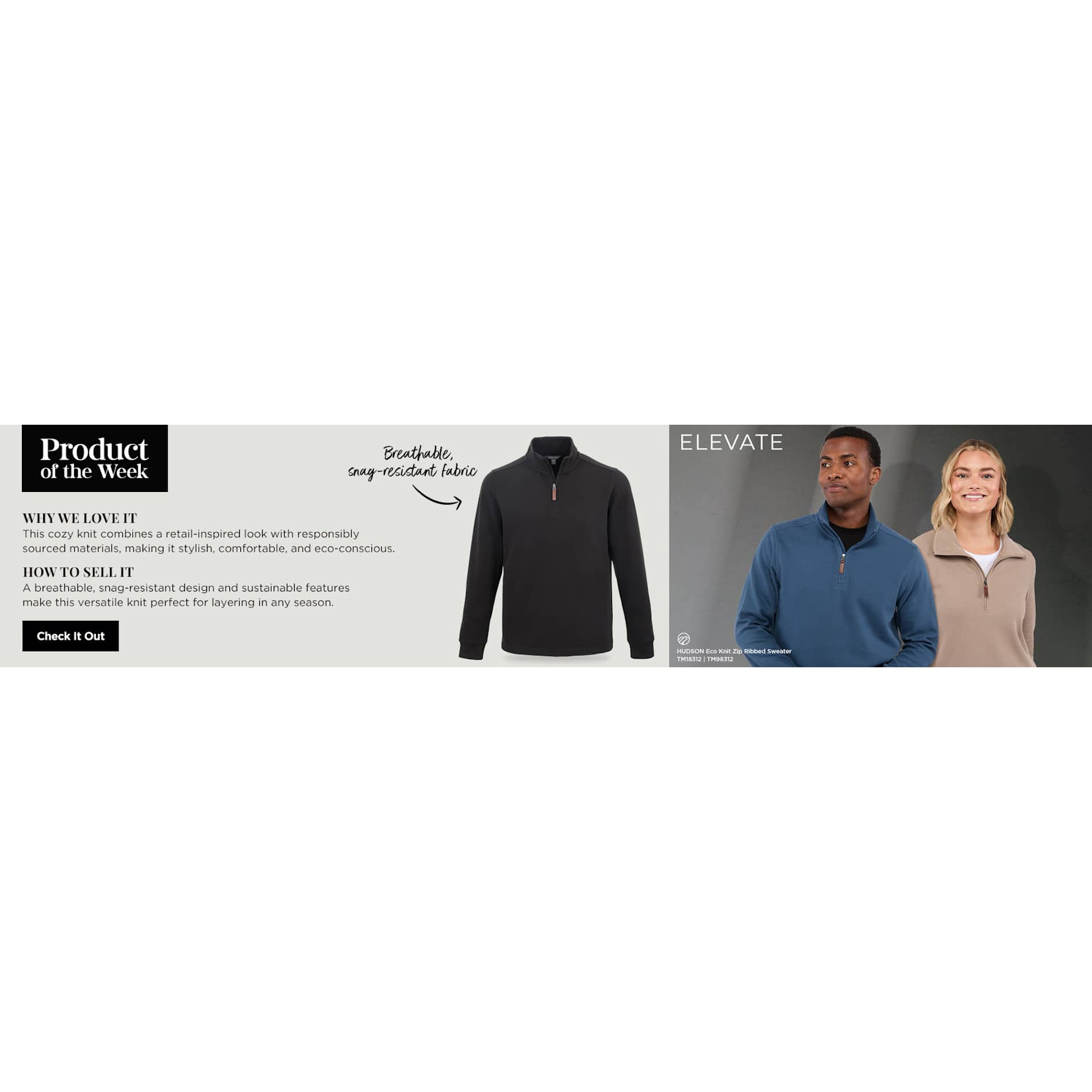 HUDSON Eco Knit Quarter Zip-Men's - Image 1