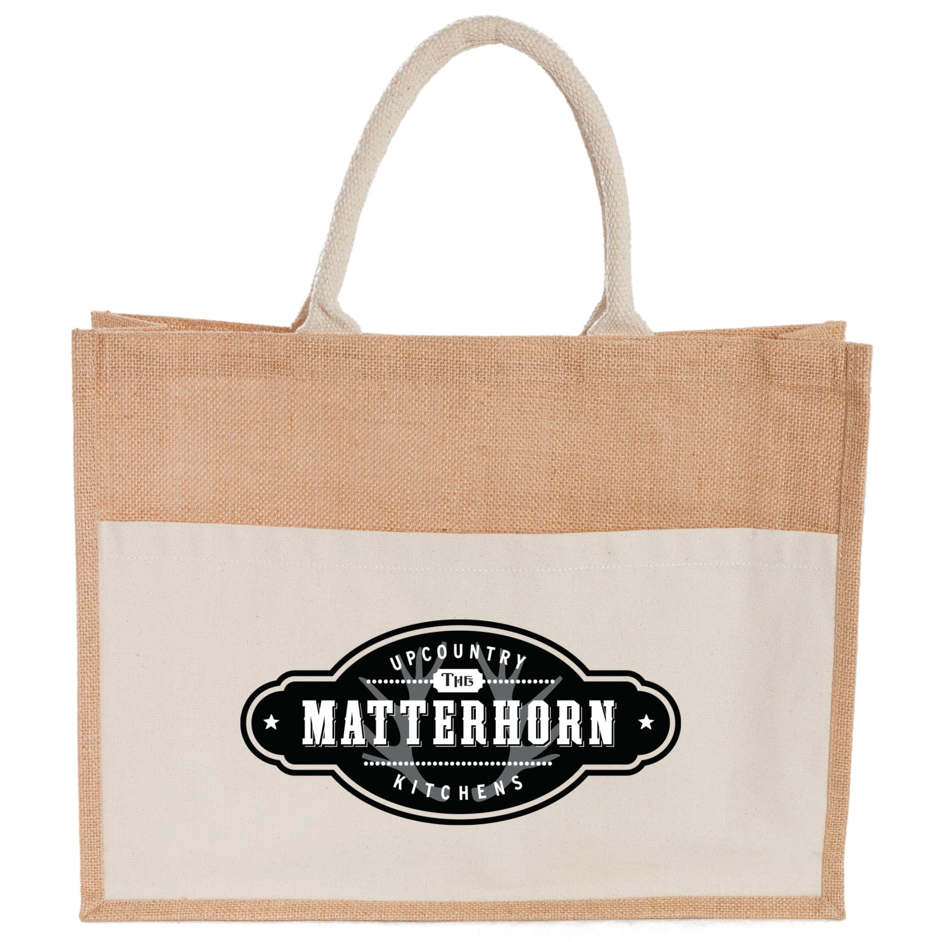 Jute Shopper Tote with Recycled Cotton Pocket - Image 1