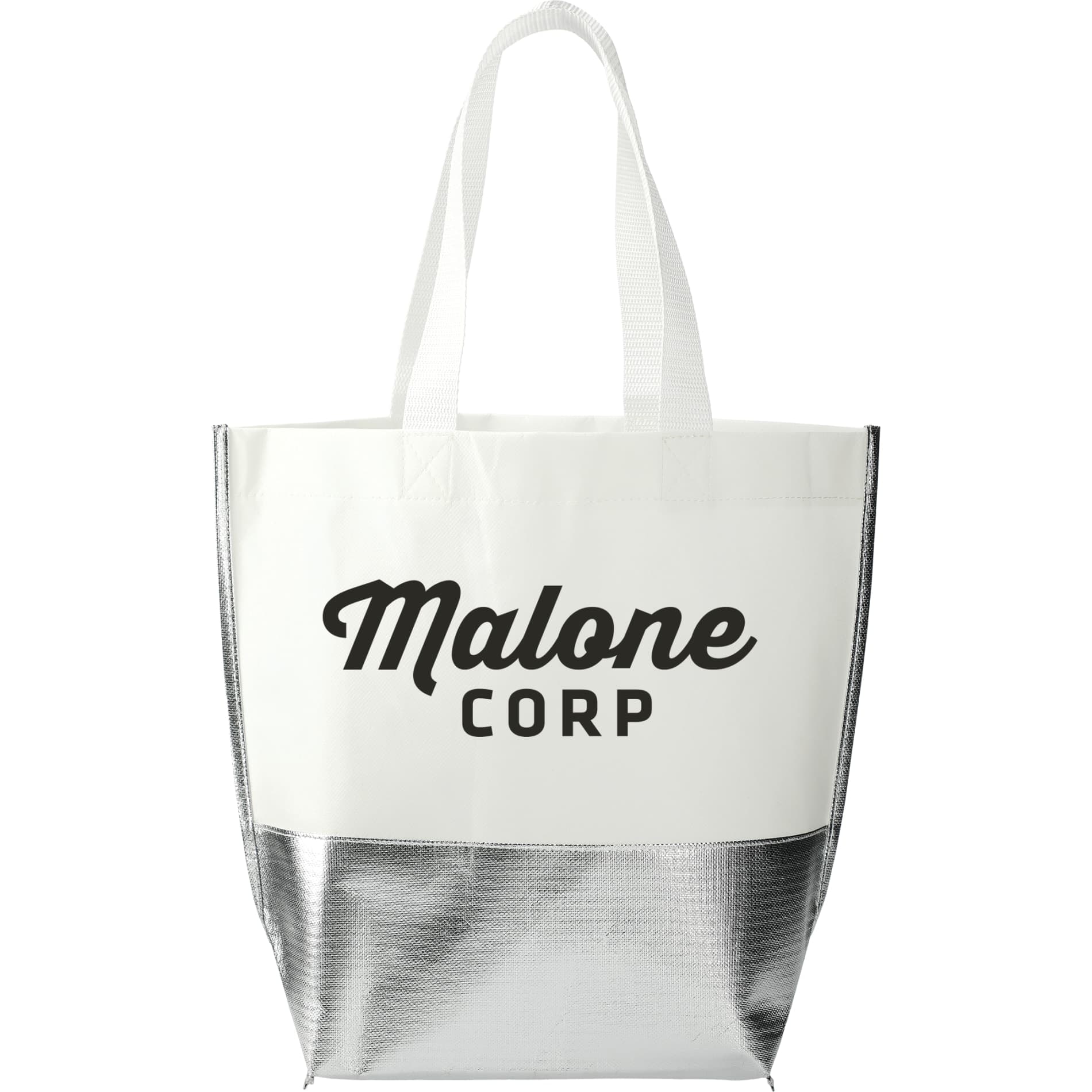 Large Laminated Metallic Bottom Tote - Image 1