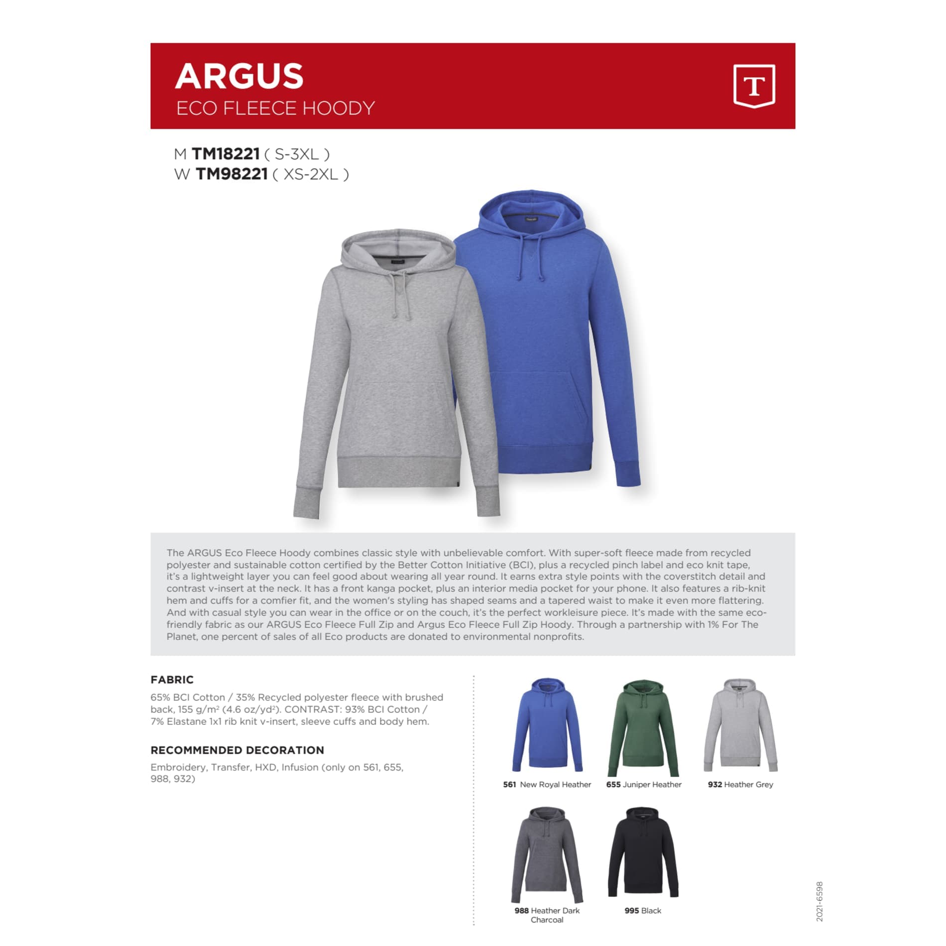 Men's ARGUS Eco Fleece Hoody - Image 1