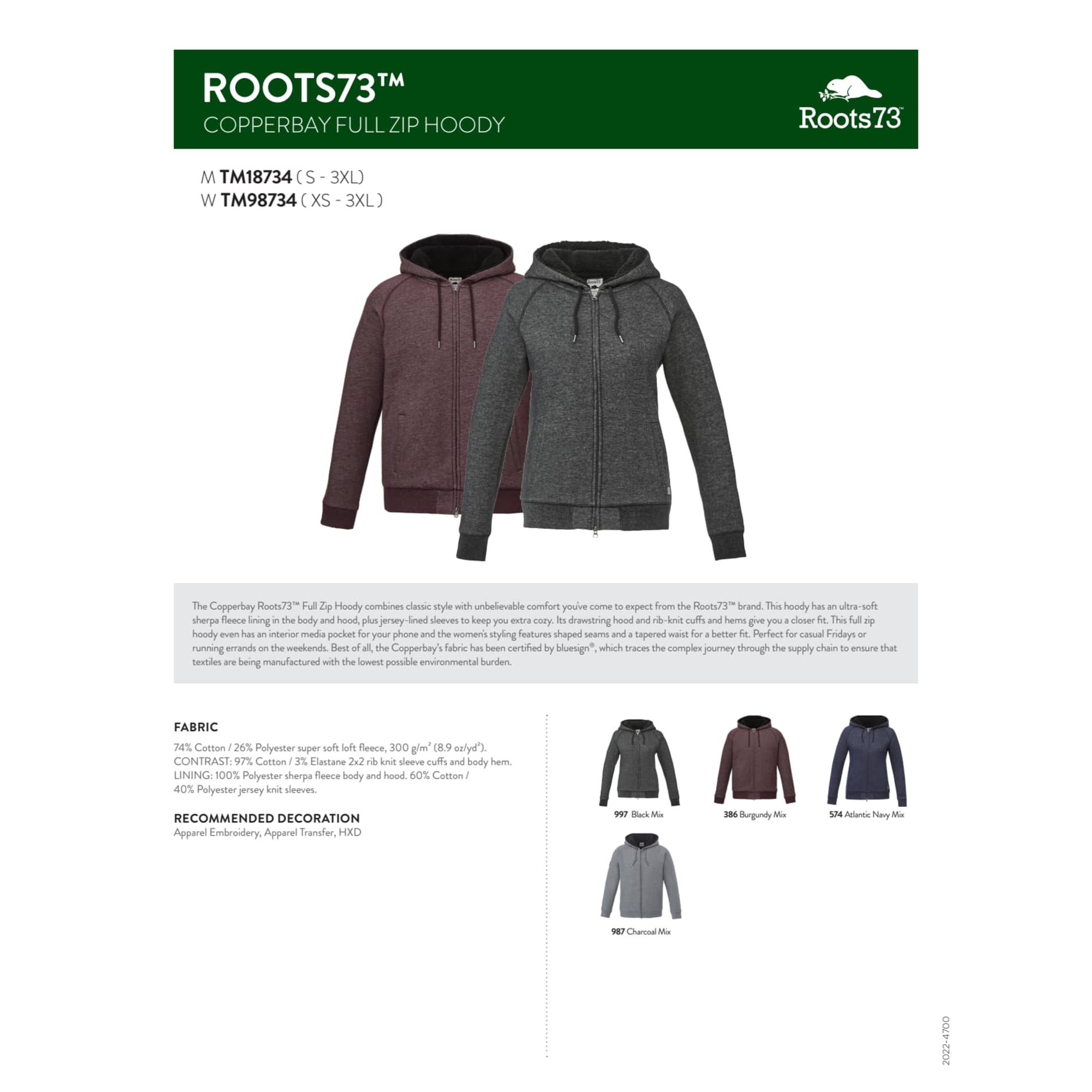 Men's COPPERBAY Roots73 FZ Hoody - Image 1