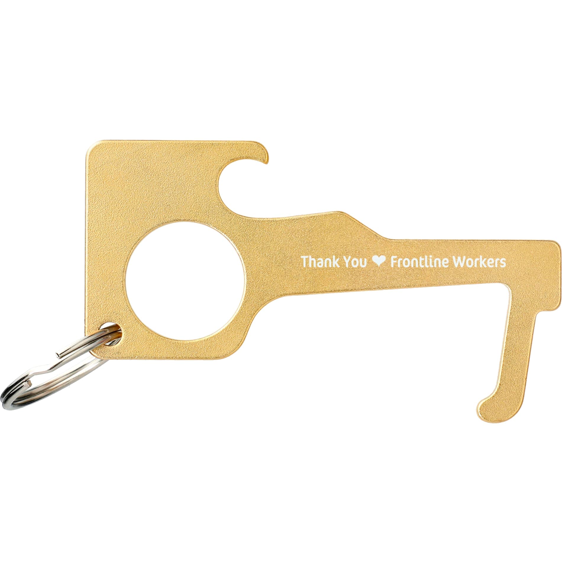No Contact Keychain Bottle Opener - Brass - Image 1