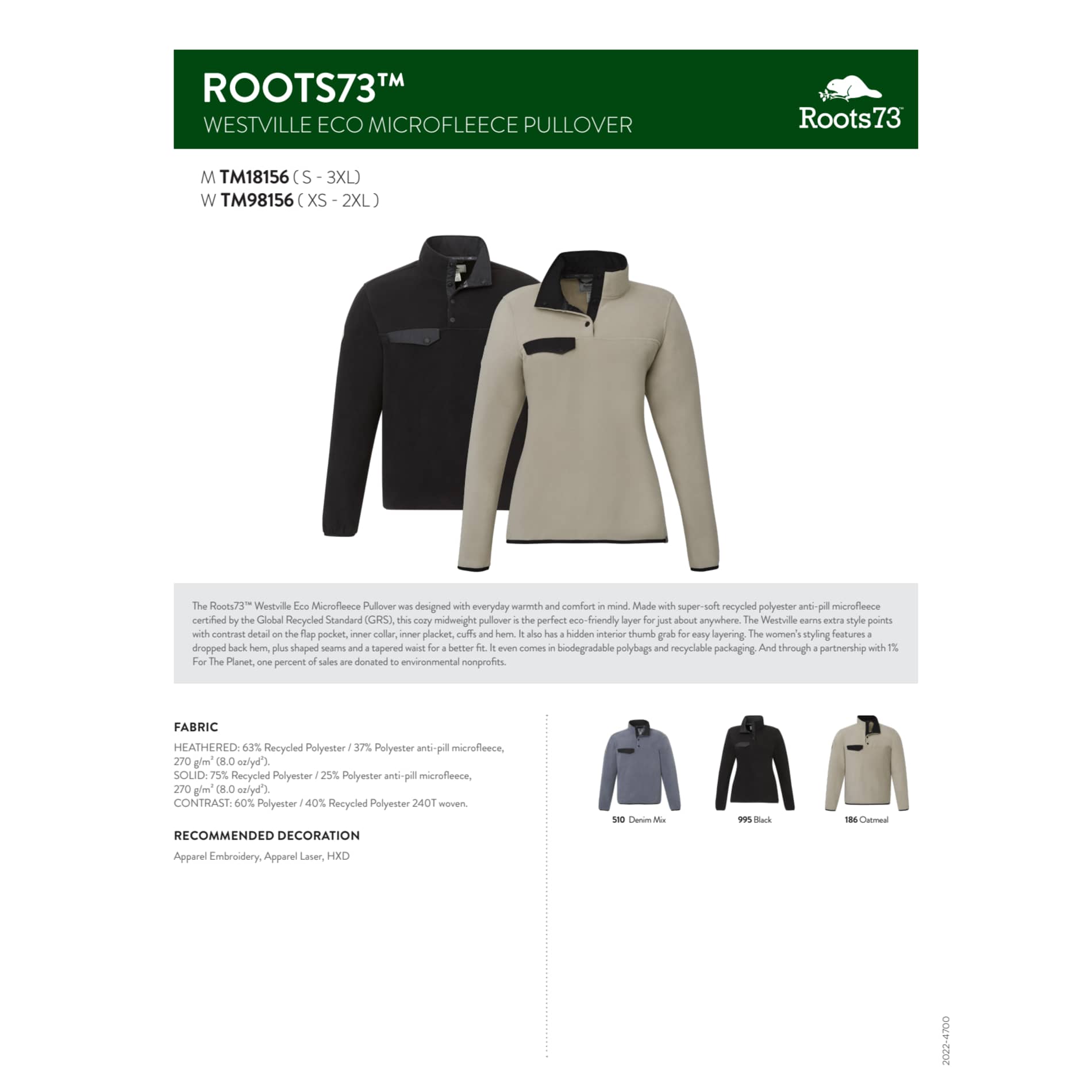 Roots73 WESTVILLE Eco Microfleece Pullover - Men's - Image 1
