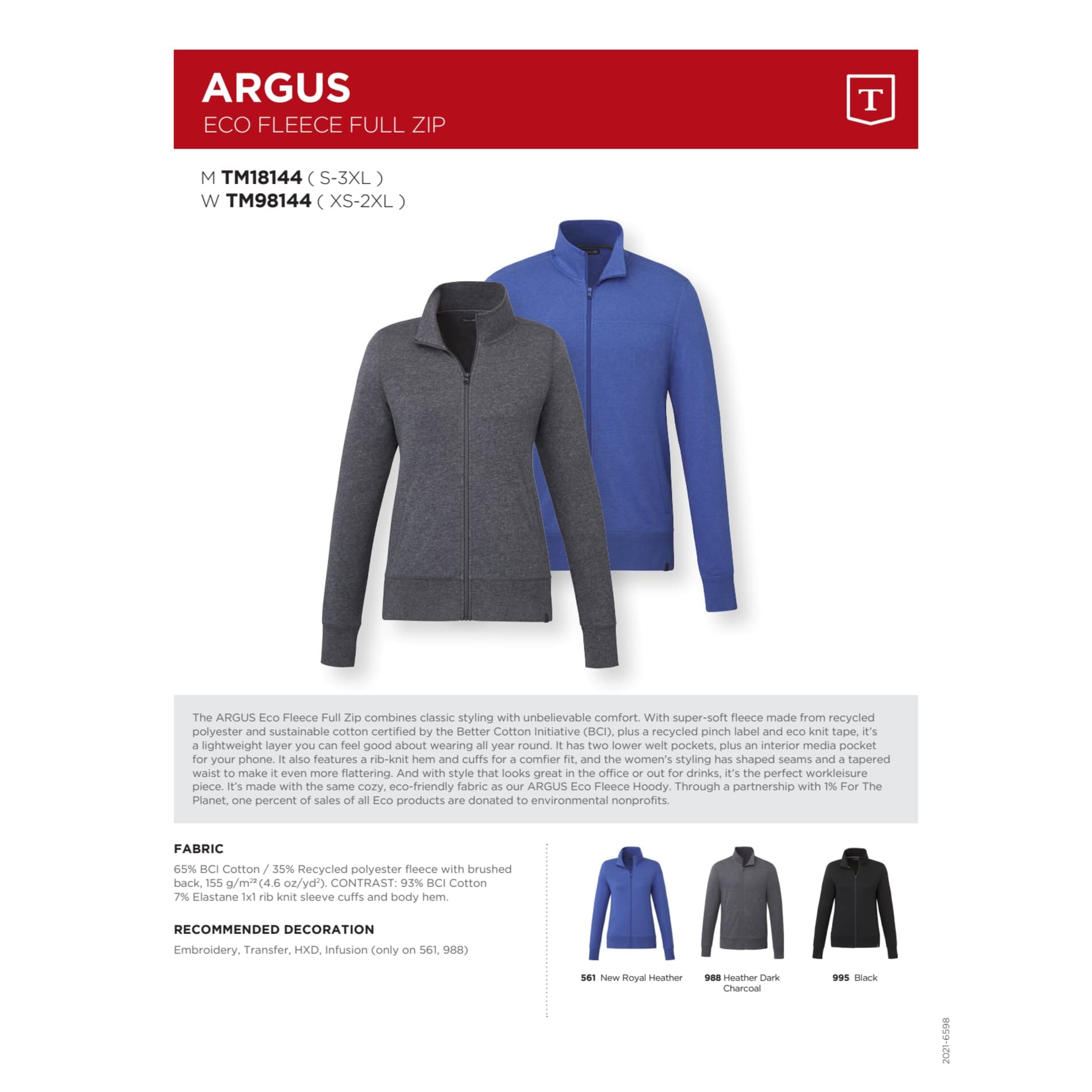 Women's ARGUS Eco Fleece Full Zip - Image 1