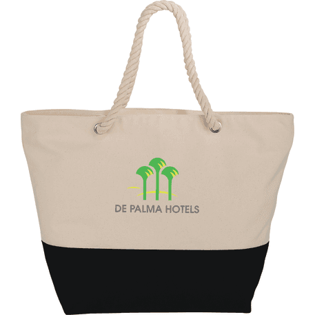 Zippered 12oz Cotton Canvas Rope Tote - Image 1