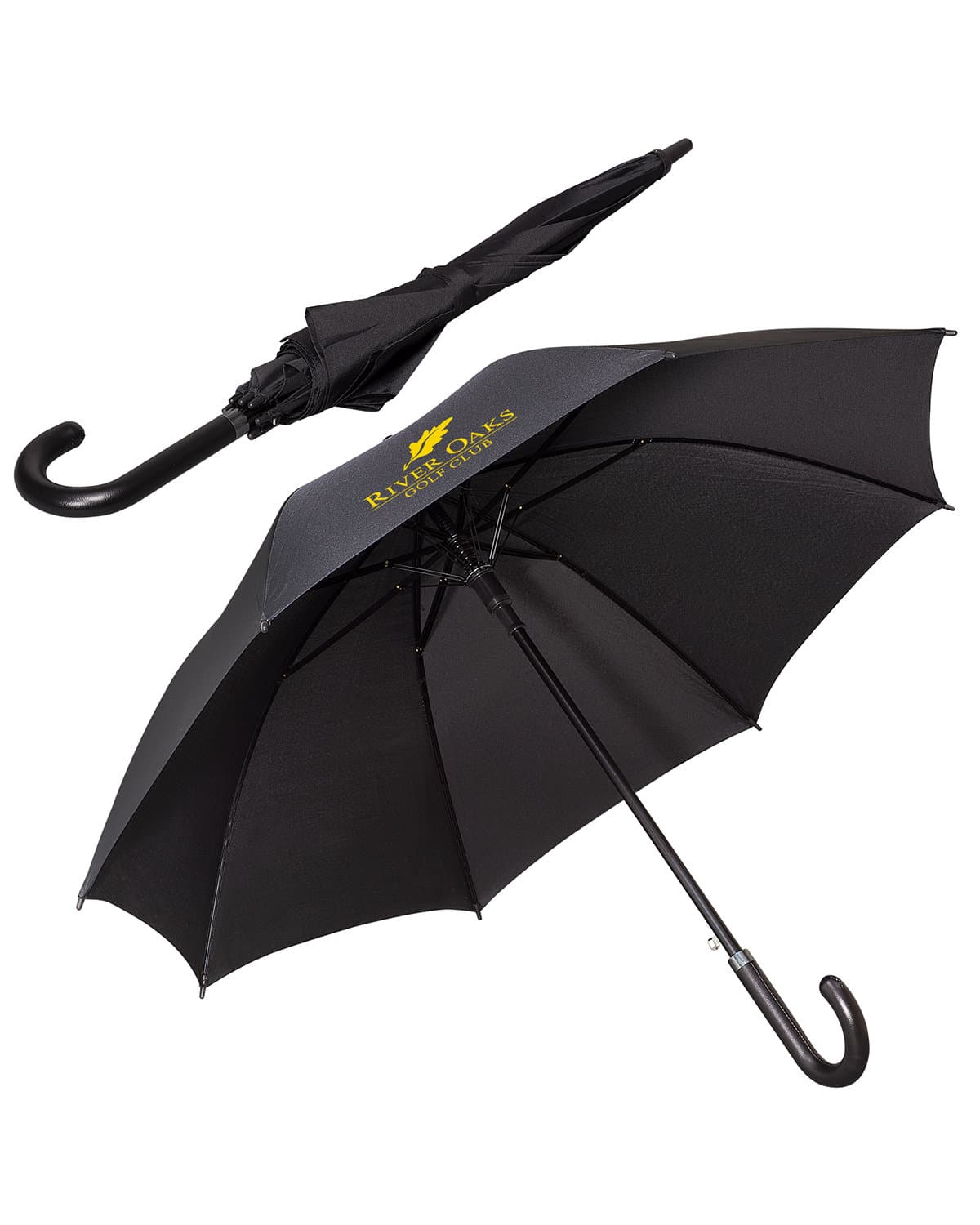 48" Arc Executive Umbrella With Curved Faux Leather Handle. - Image 1