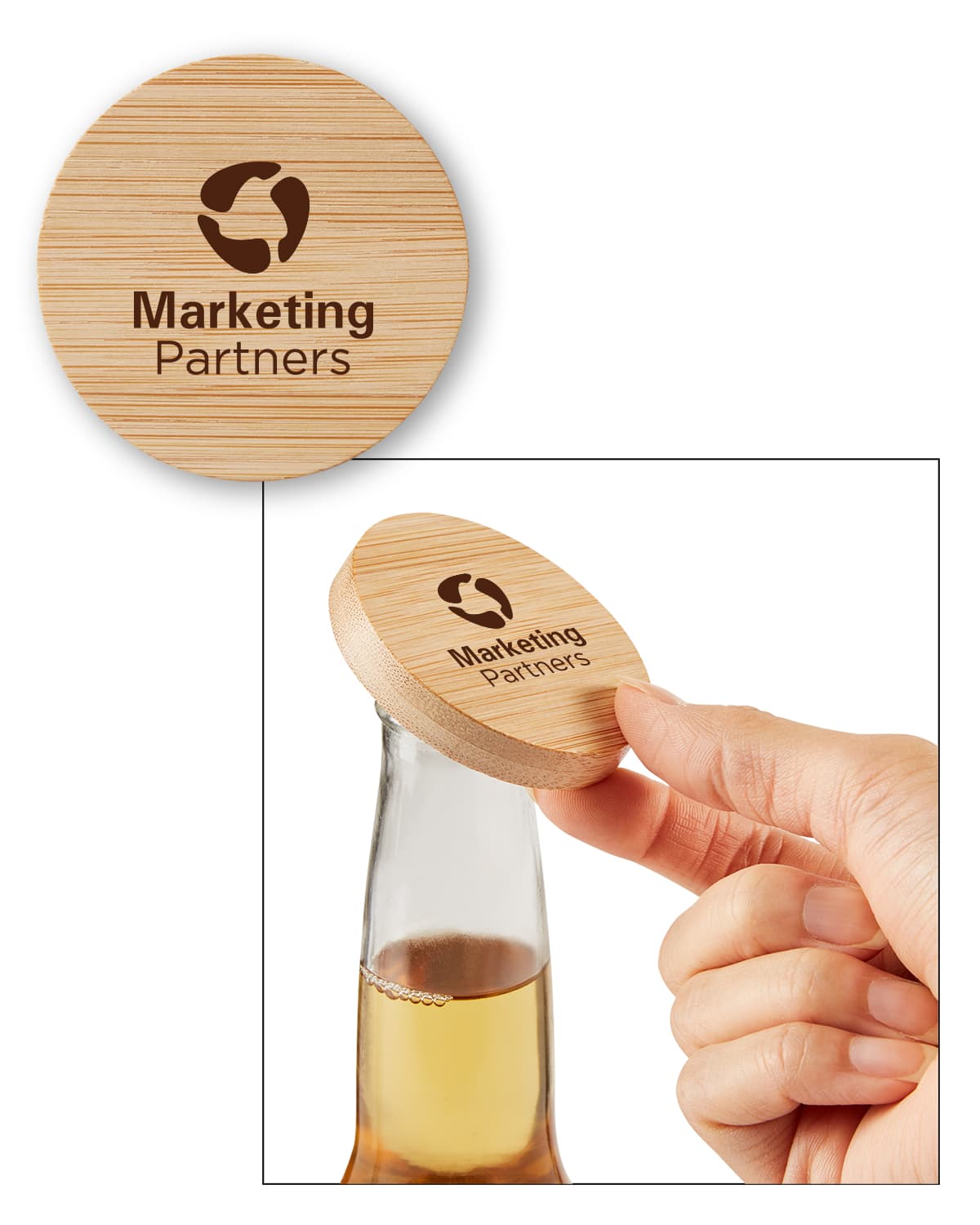 Bamboo Bottle Opener With Magnet. - Image 1