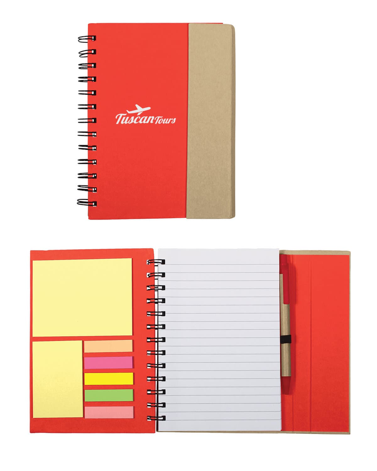 Spiral Notebook With Sticky Notes & Pen 5.75" x 7.25". - Image 1