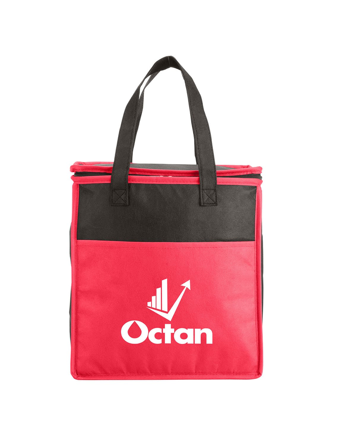Two-Tone Flat Top Insulated Non-Woven Shopping Tote Bag. - Image 1